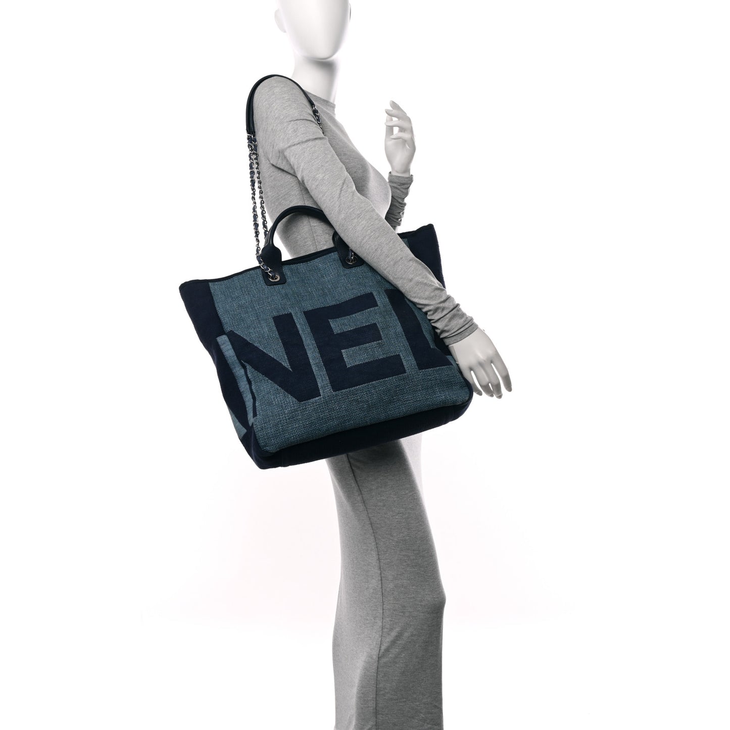 Canvas Large Shopping Tote Dark Blue