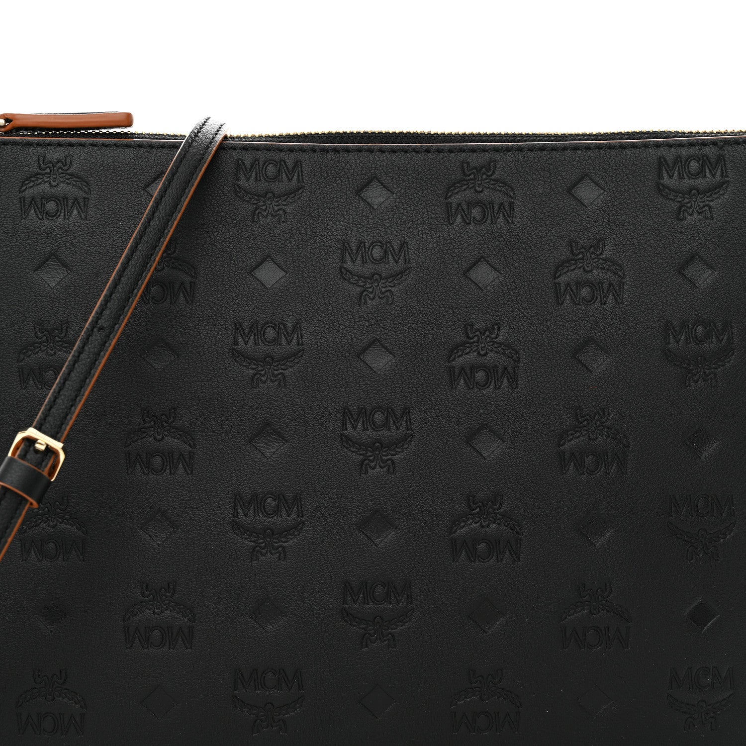MCM Calfskin Ottomar Monogram Medium Crossbody Pouch Black 7 of 9