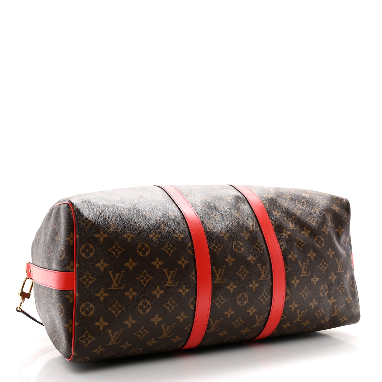 Calfskin Monogram Keepall Bandouliere 50 Coquelicot