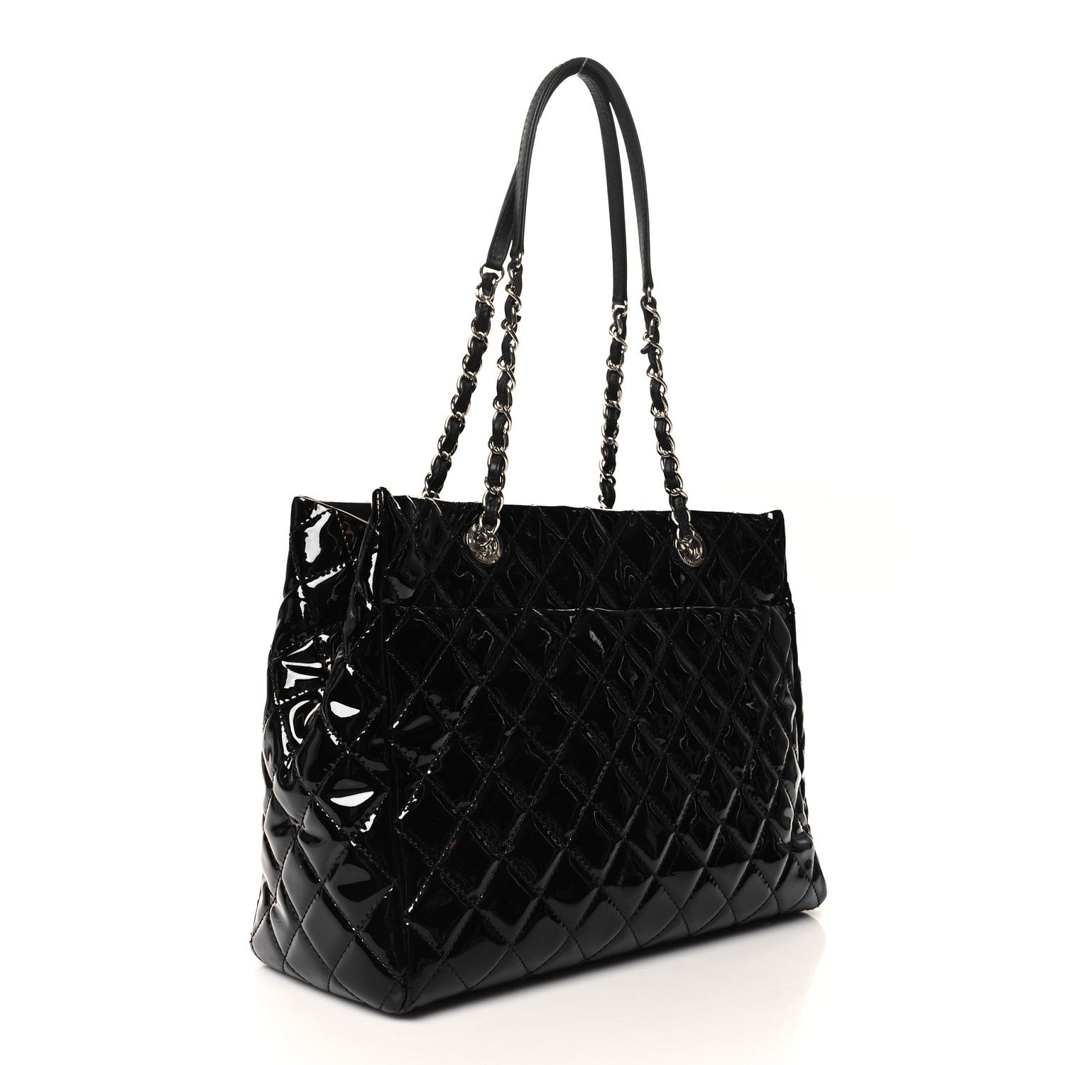 Chanel Patent Quilted Large Coco Shine Shopping Tote Black 3 of 12