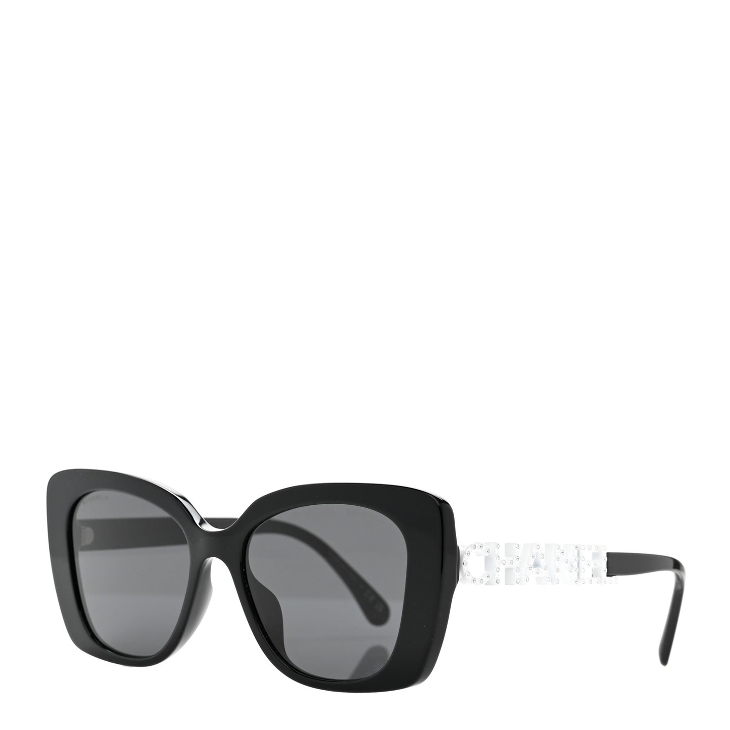 Acetate Strass Square Sunglasses 5422-B-A Black White
