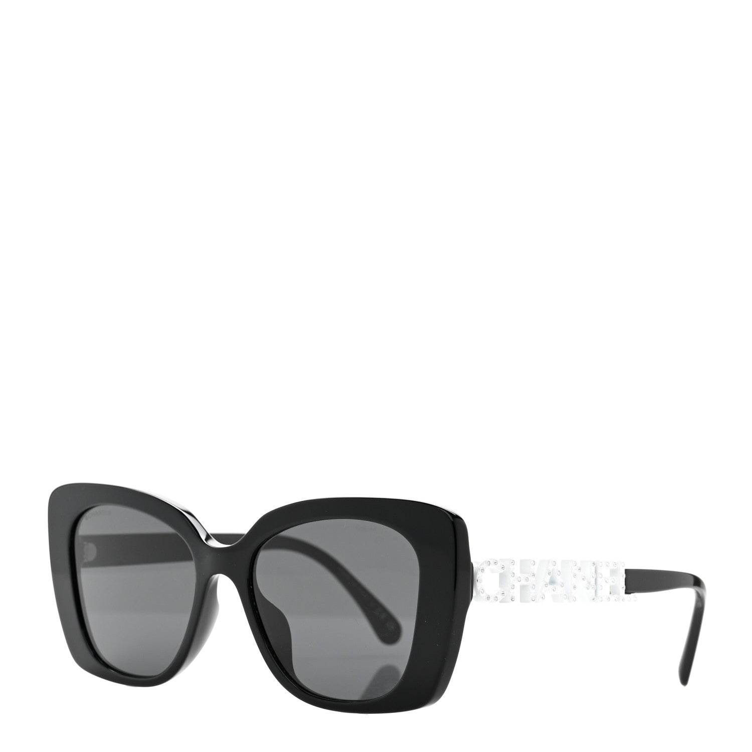 Chanel Acetate Strass Square Sunglasses 5422-B-A Black White 1 of 8