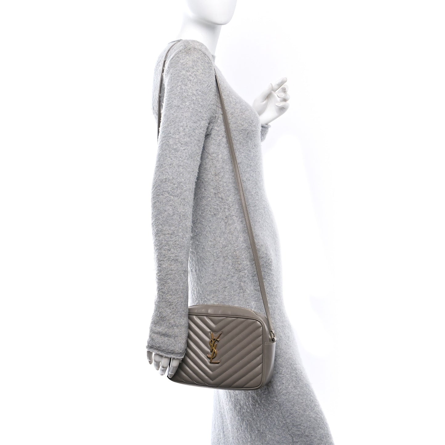 Calfskin Matelasse Monogram Lou Camera Bag Greyish Brown