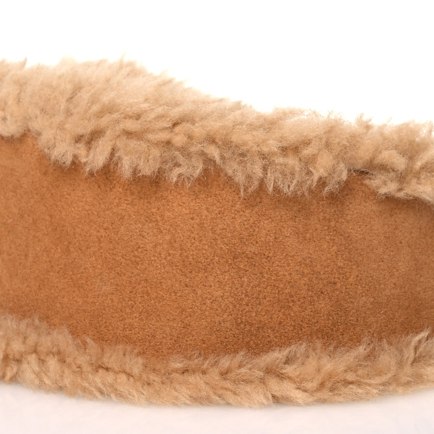 Suede Calfskin Shearling Medium Strap Ava Triomphe Shoulder Bag Tobacco