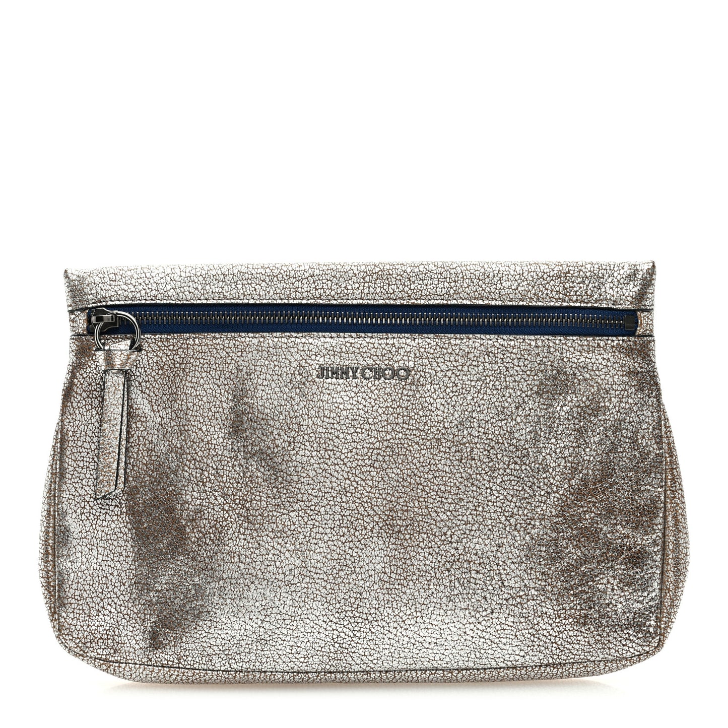 Metallic Grainy Goatskin Zena Clutch Platinum