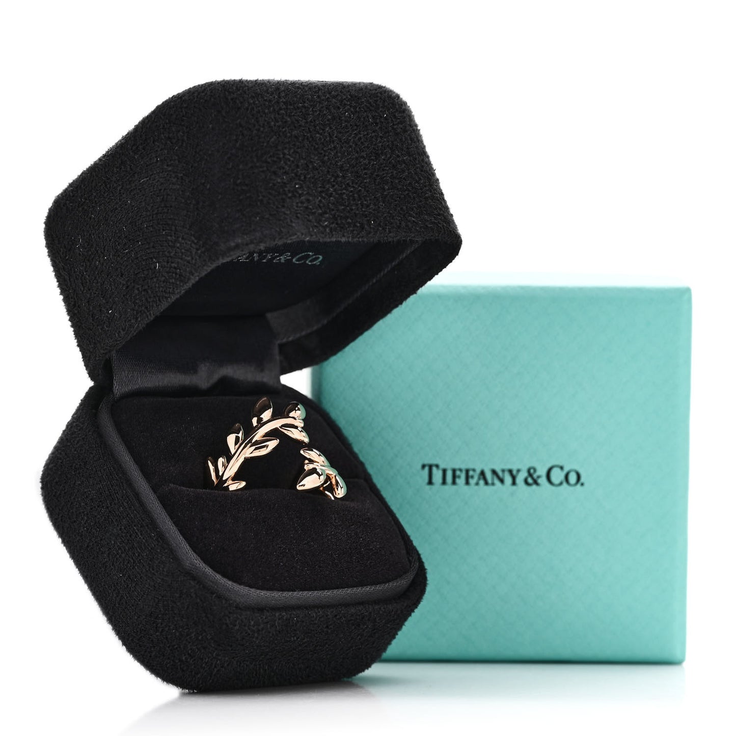 18K Rose Gold Paloma Picasso Olive Leaf Bypass Ring 54 7