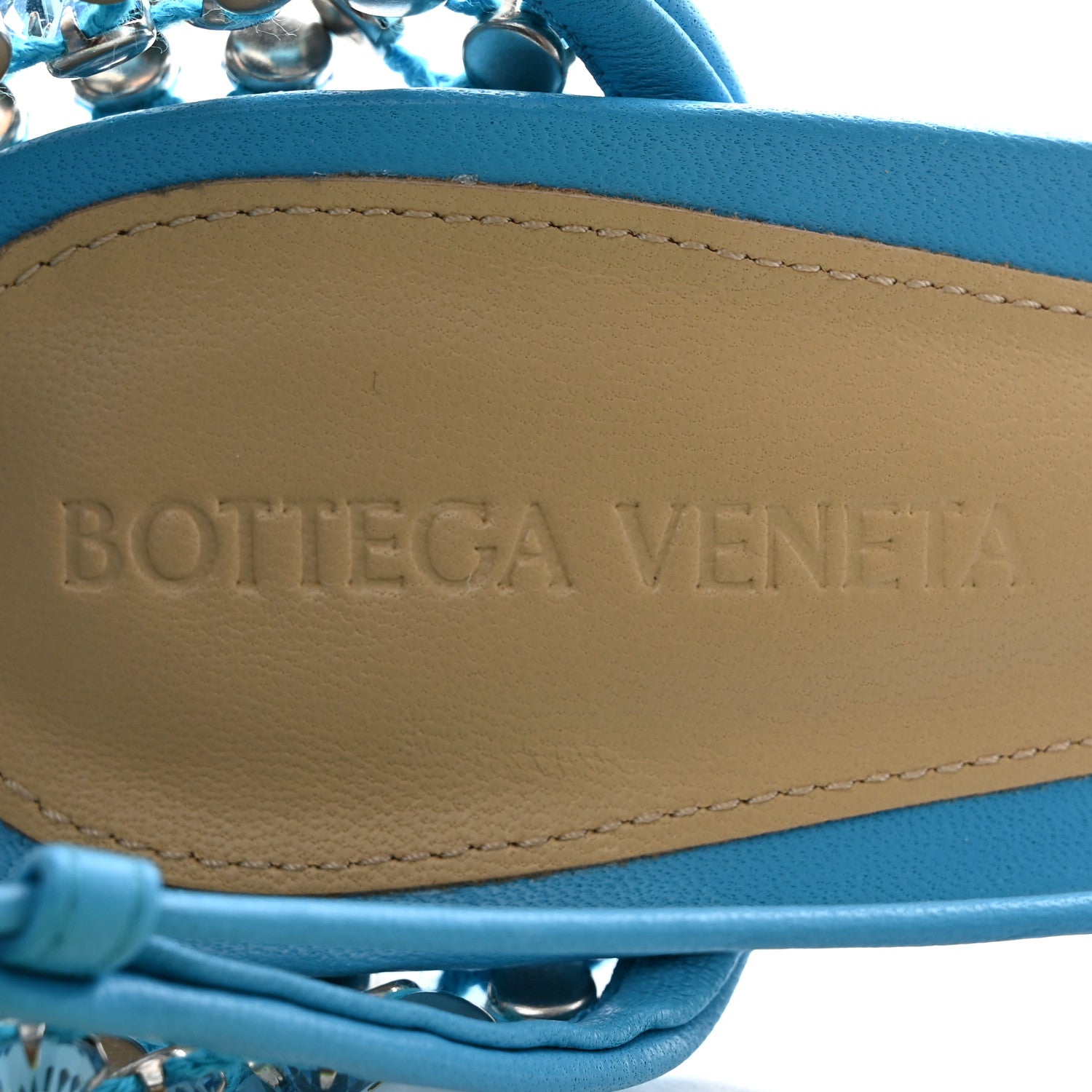 Bottega Veneta Mesh Nappa Crystal Embellished Sparkle Stretch Ankle Tie 90mm Sandals 37 Pool 7 of 10