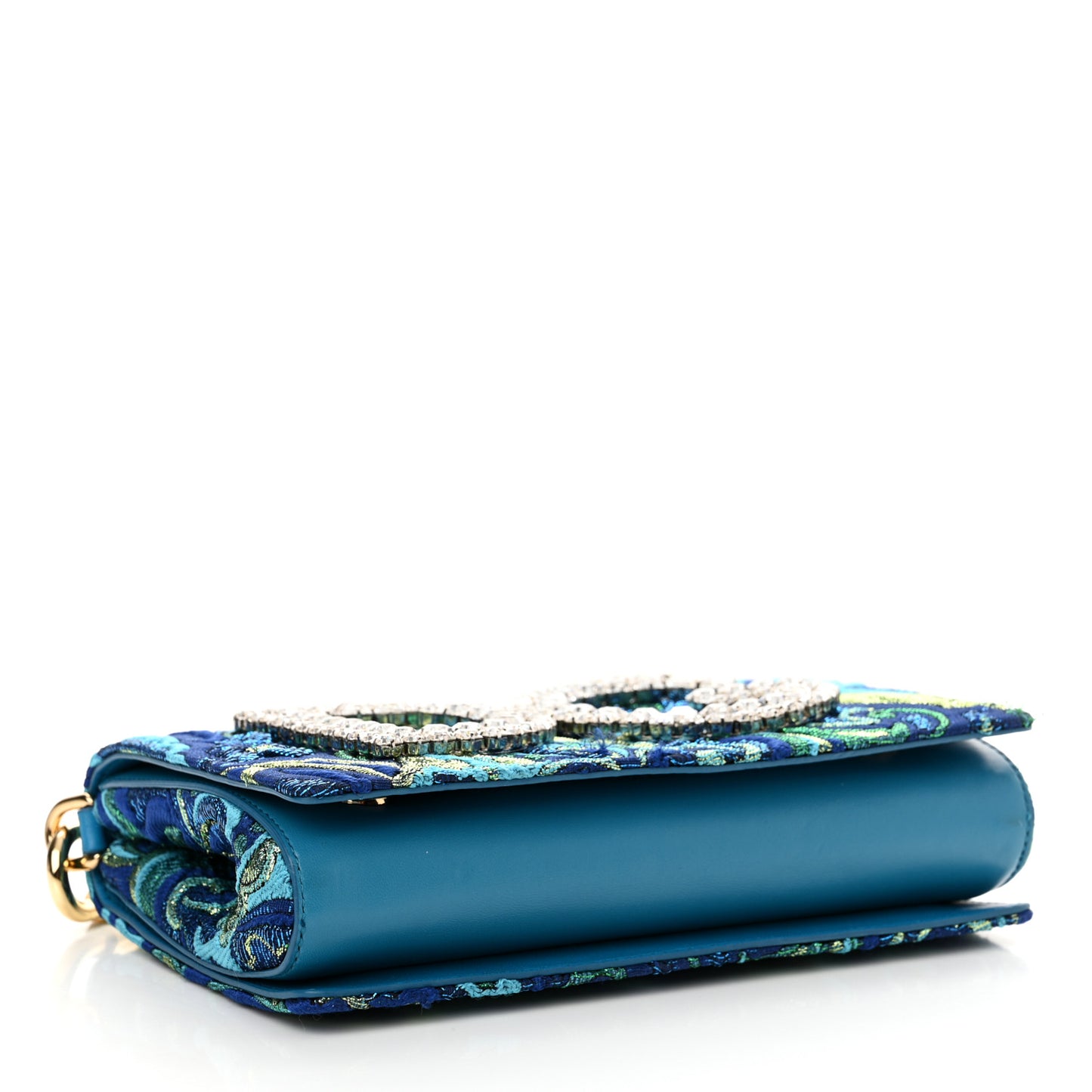 Brocade Crystal Embellished DG Girls Shoulder Bag Blue