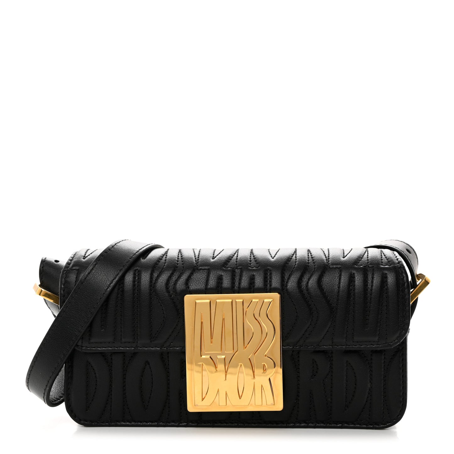 Calfskin Quilted All Over Miss Dior Flap Black