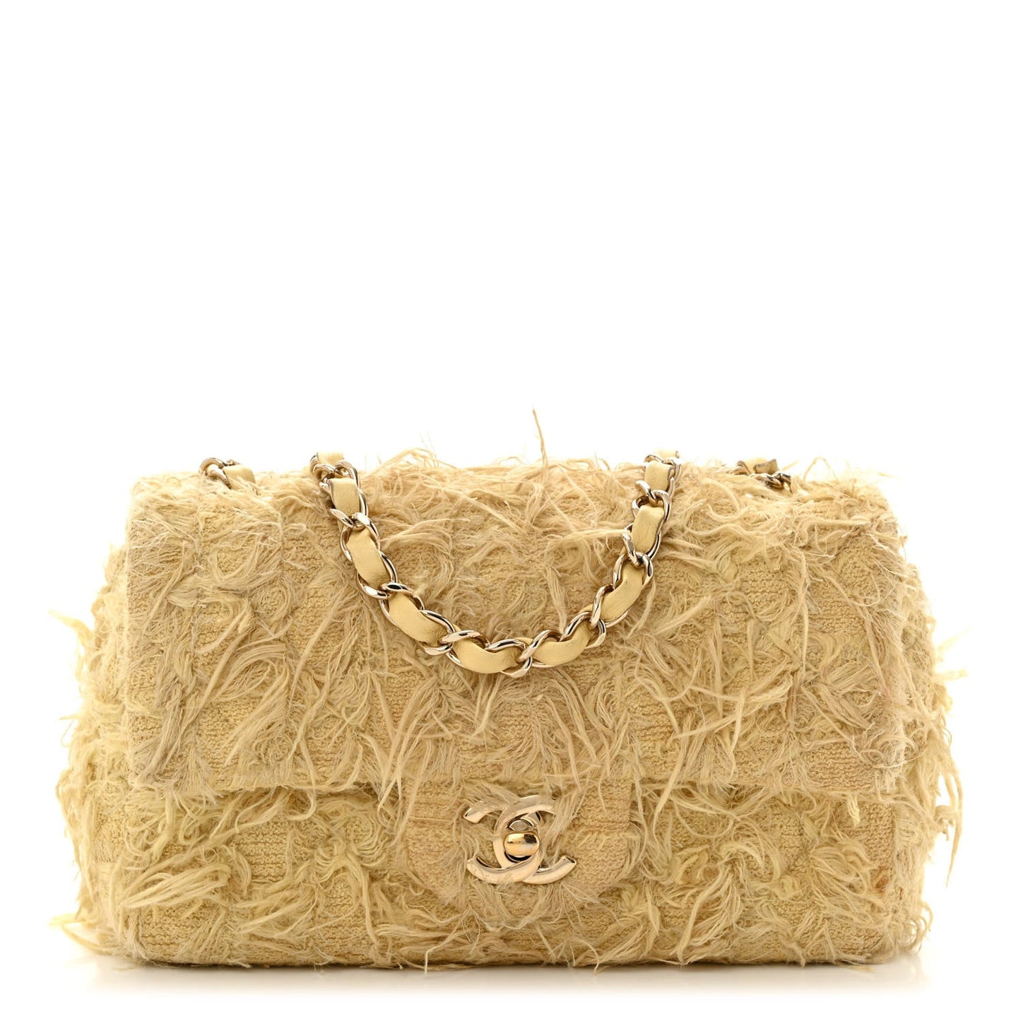 Tweed Quilted Mini Rectangular Flap Yellow