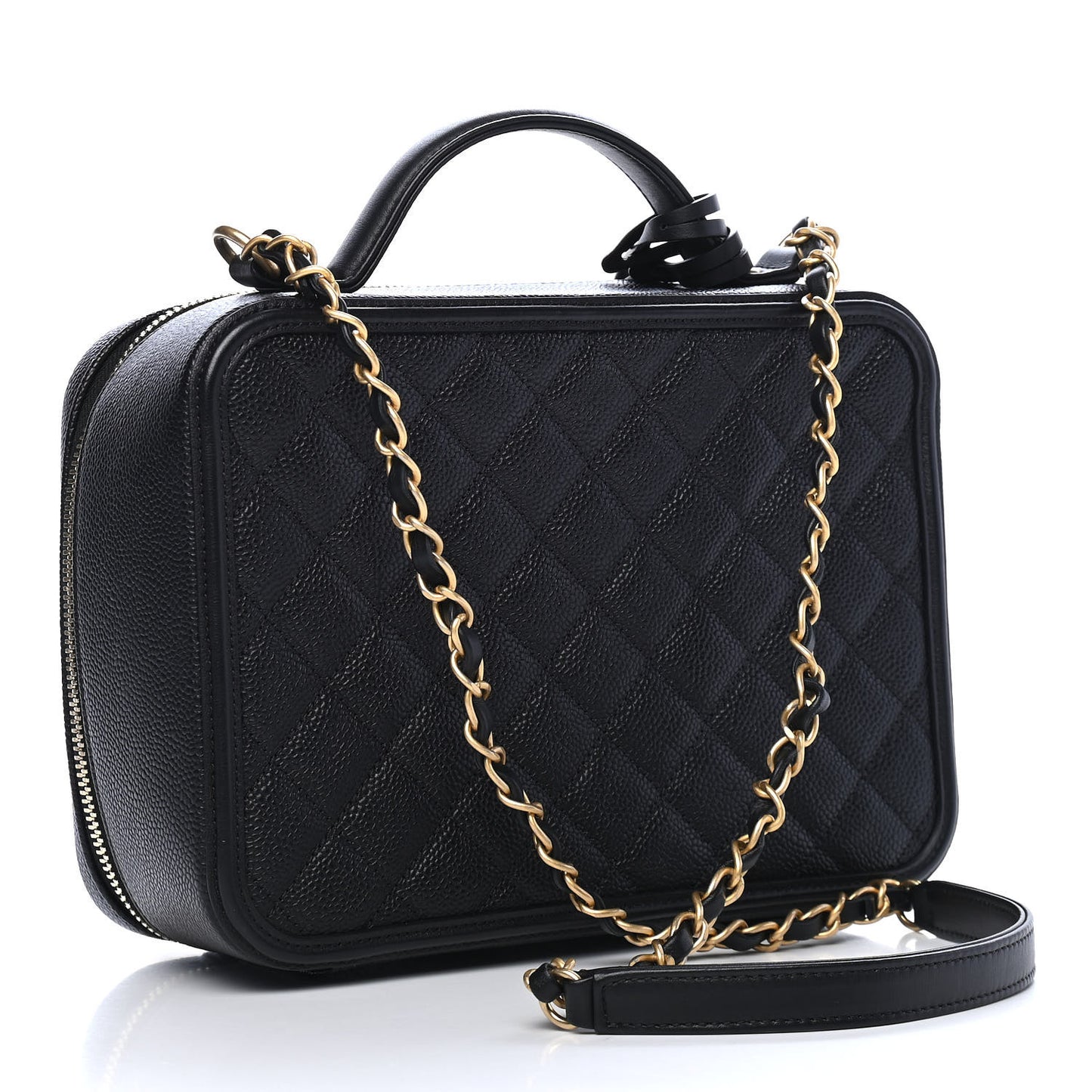 Caviar Quilted Large CC Filigree Vanity Case Black