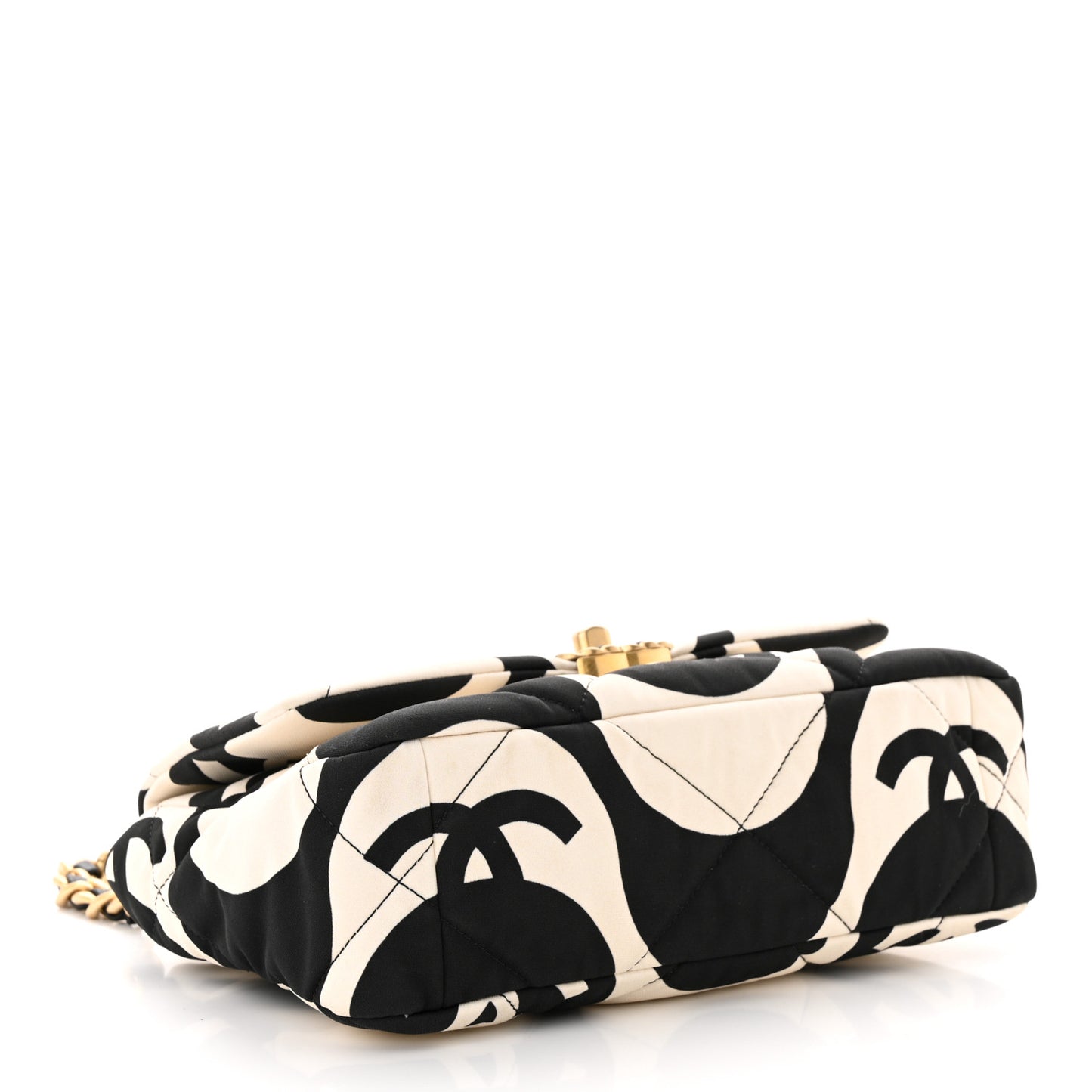 Fabric Printed Medium Chanel 19 Flap Black Ecru