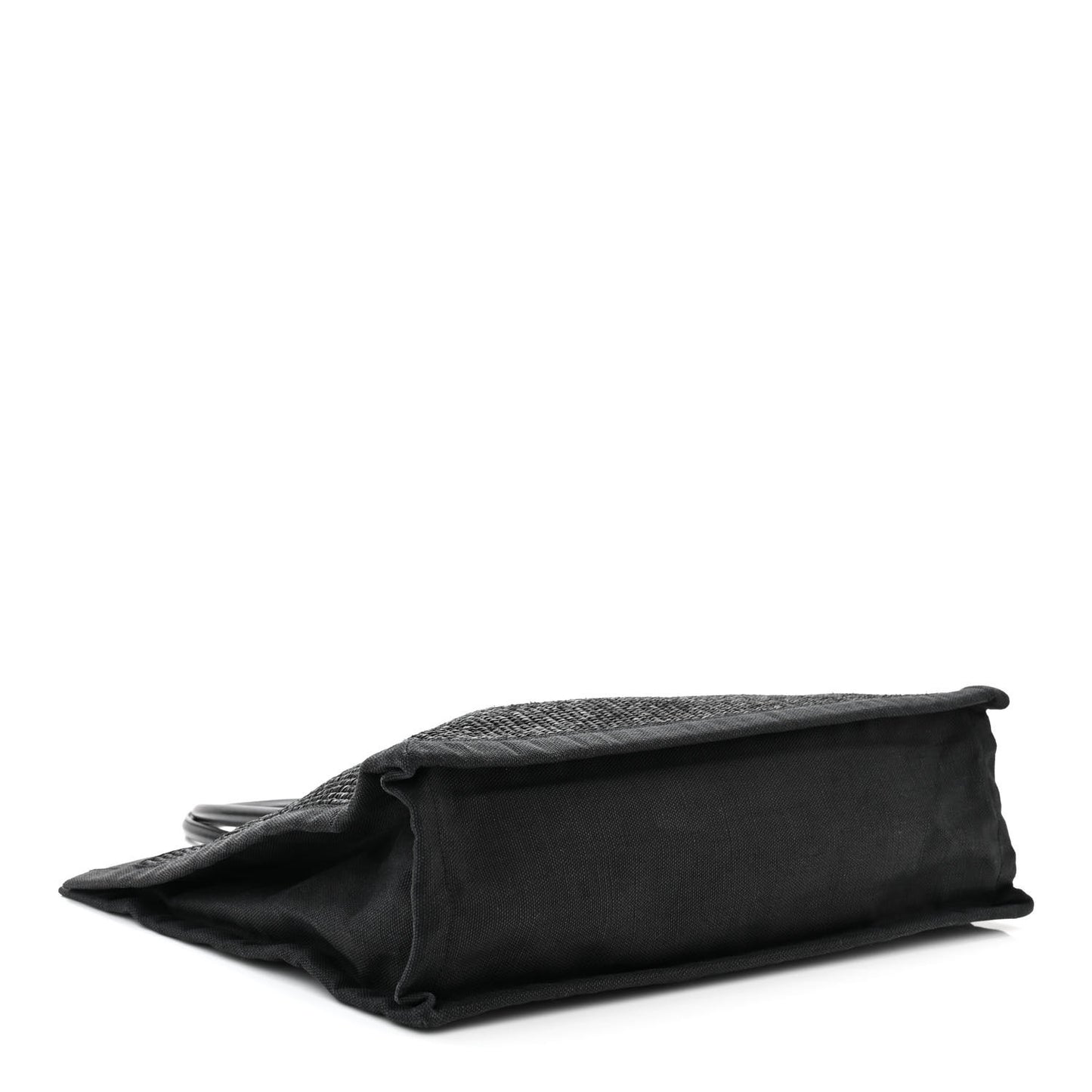 Raffia Linen Calfskin Rive Gauche Tote Black