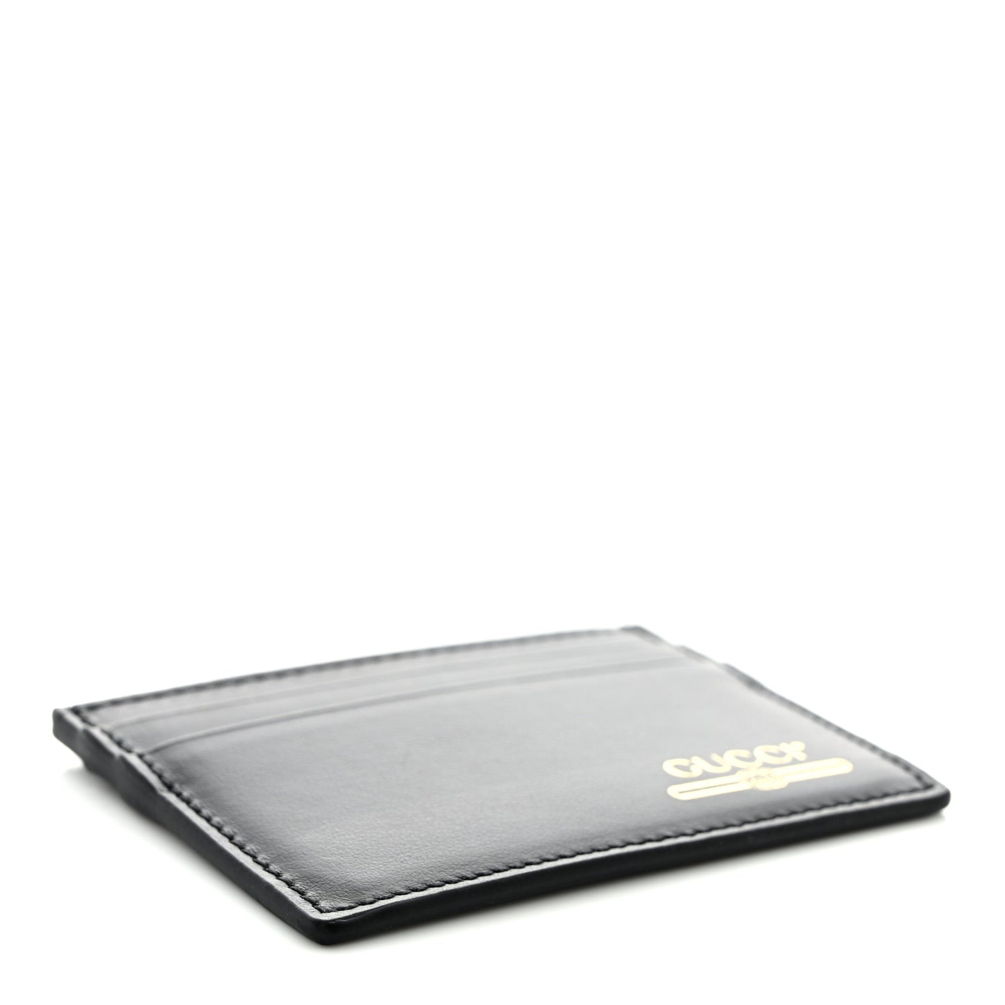Plutone Calfskin Logo Card Holder Black