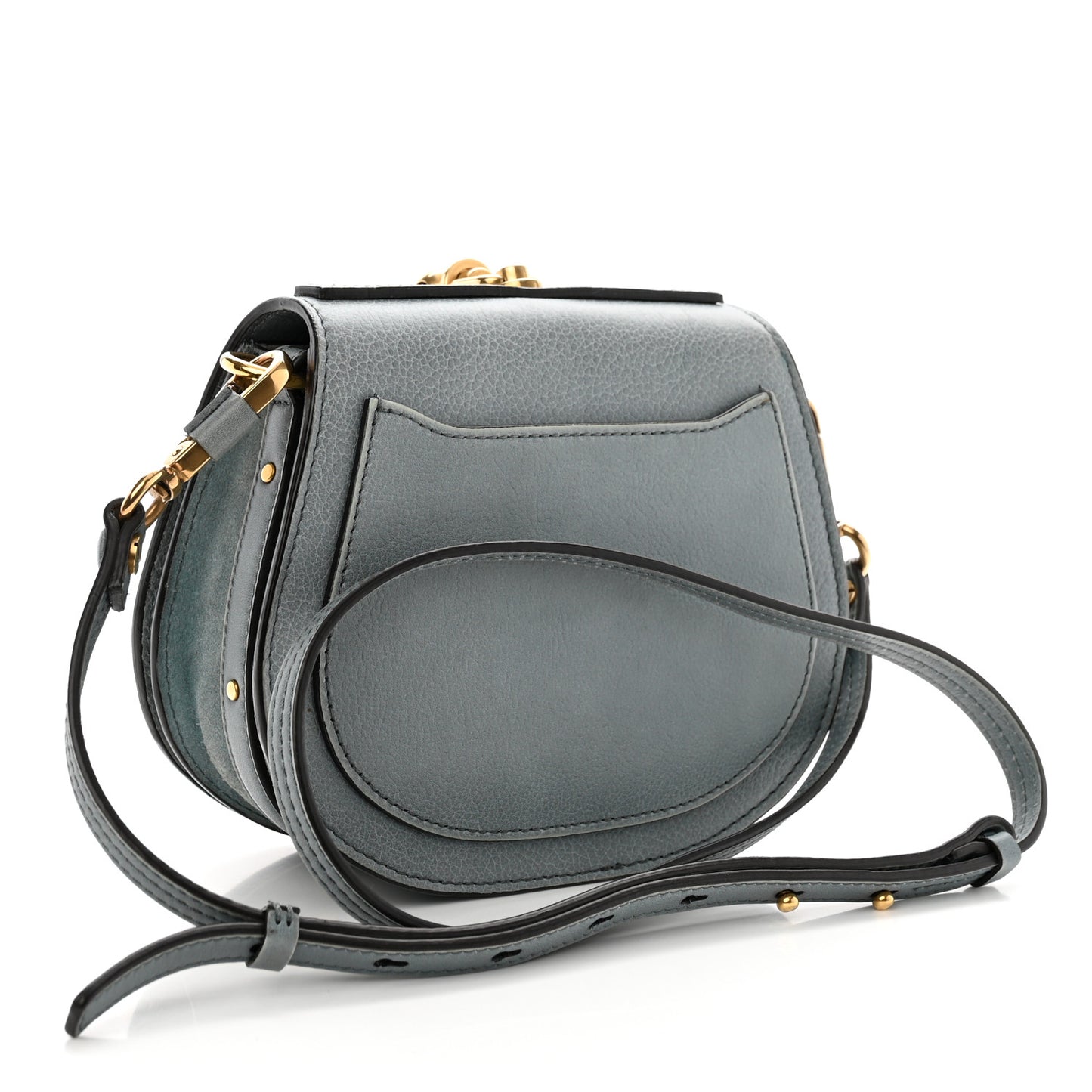 Calfskin Suede Small Nile Bracelet Bag Cloudy Blue
