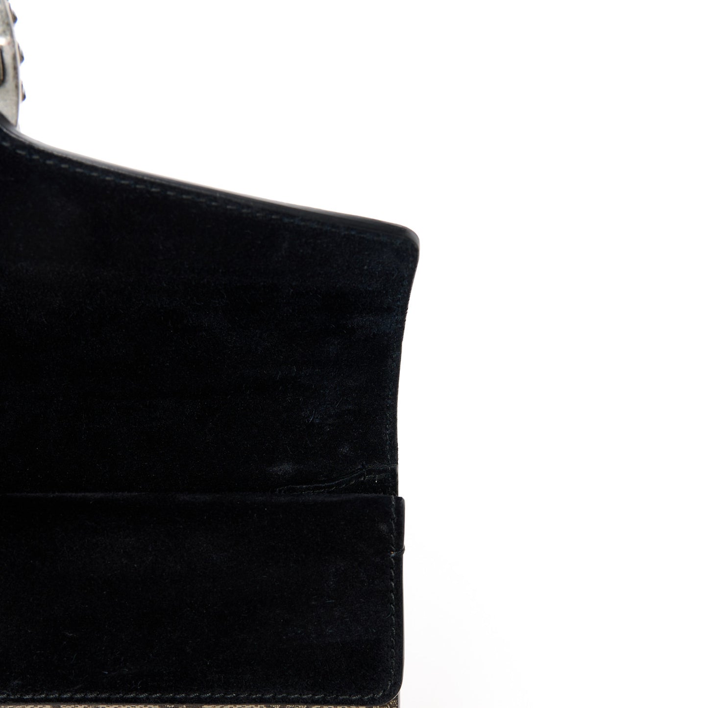 GG Supreme Monogram Suede Crystal Small Dionysus Shoulder Bag Beige Ebony Black