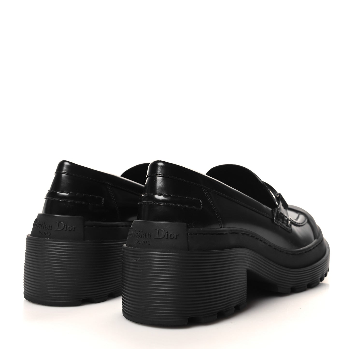 Brushed Calfskin Dior Code Lug Sole 15mm Loafers 36 Black