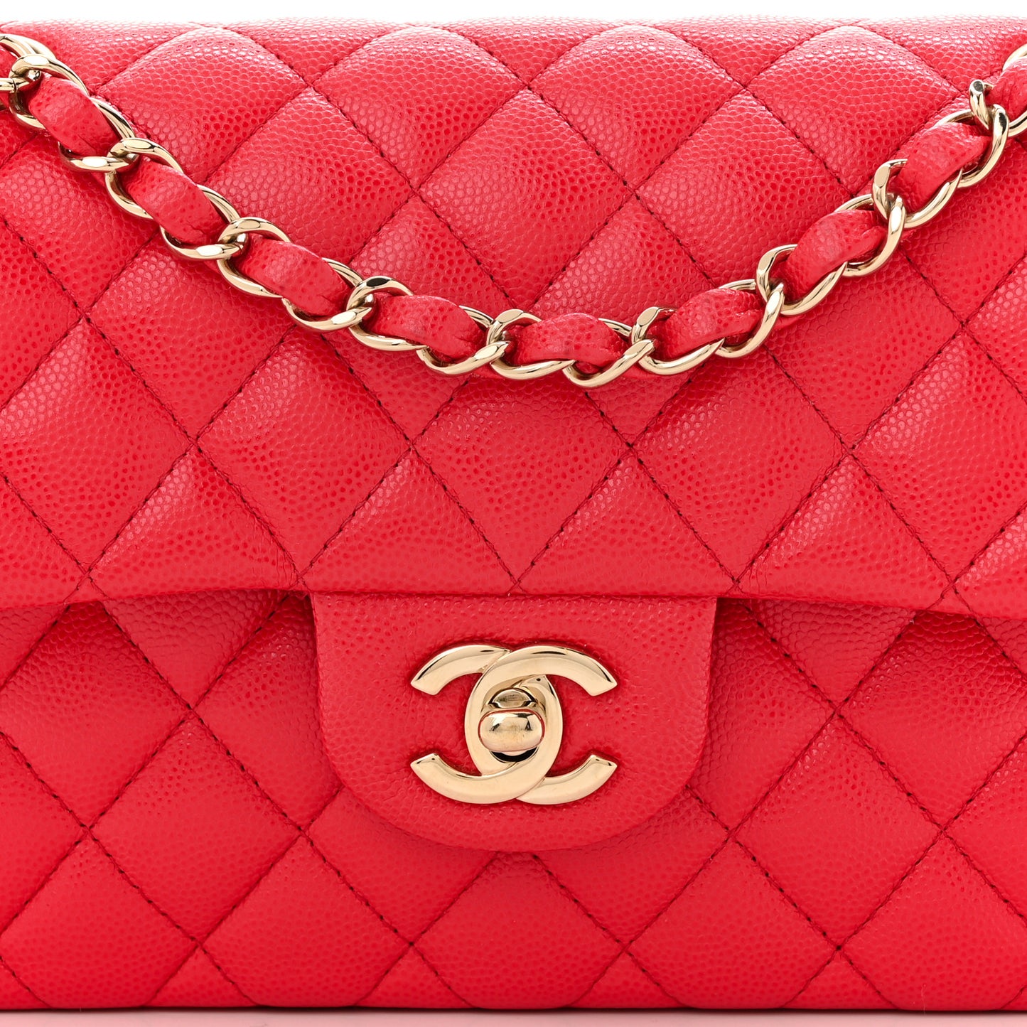 Caviar Quilted Small Double Flap Red