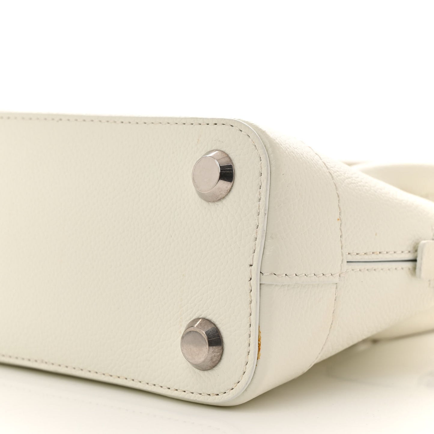 Grained Calfskin XXS Ville Top Handle Bag White Black