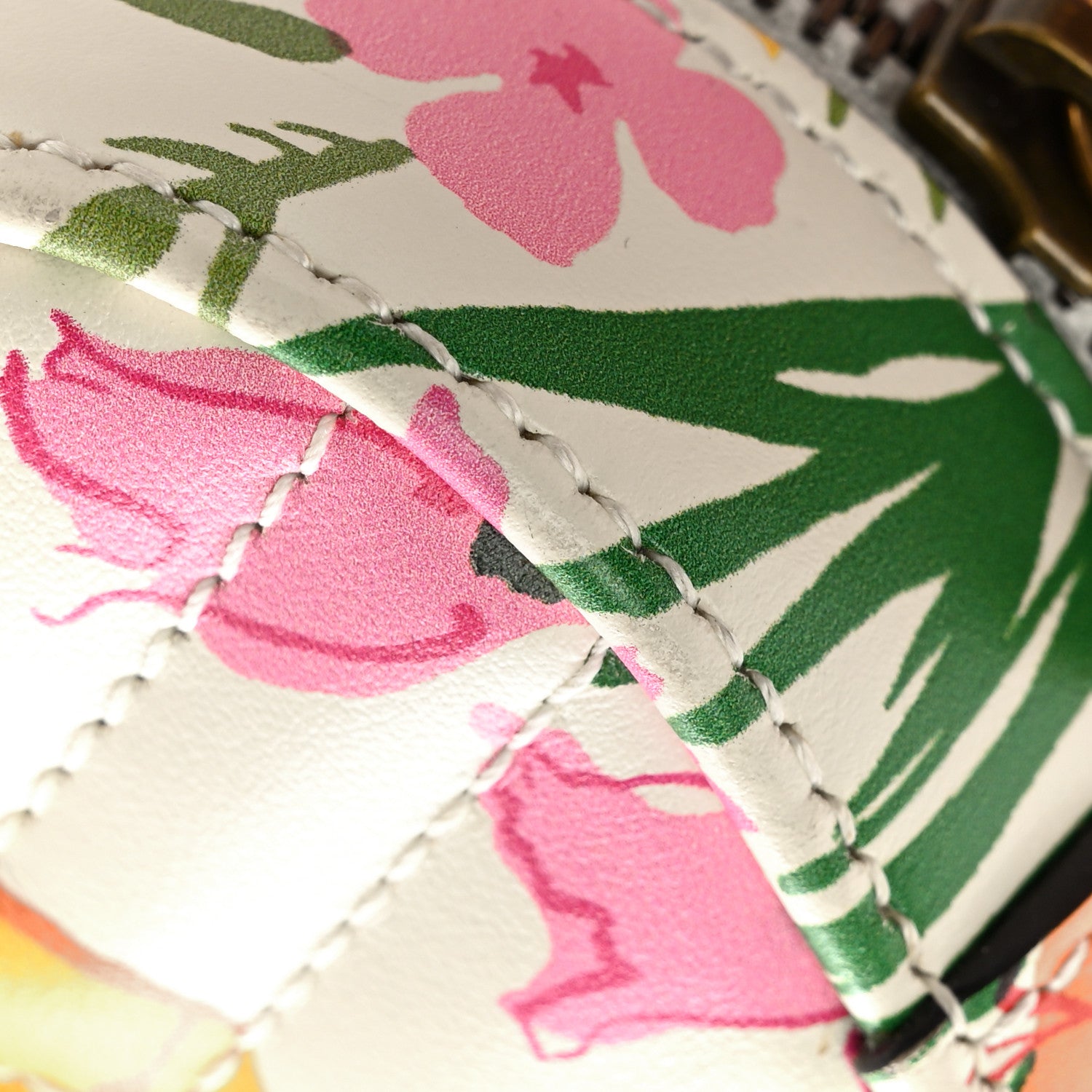 Gucci X KEN SCOTT Calfskin Matelasse Floral Print Small GG Marmont Chain Shoulder Bag Ivory Pink 17 of 17