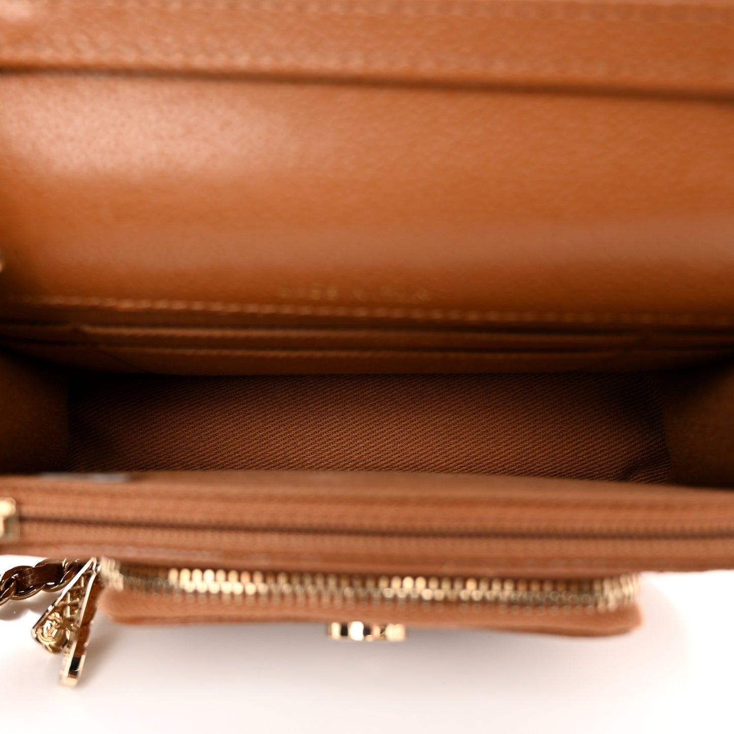 Caviar Quilted Business Affinity Clutch With Chain Flap Camel