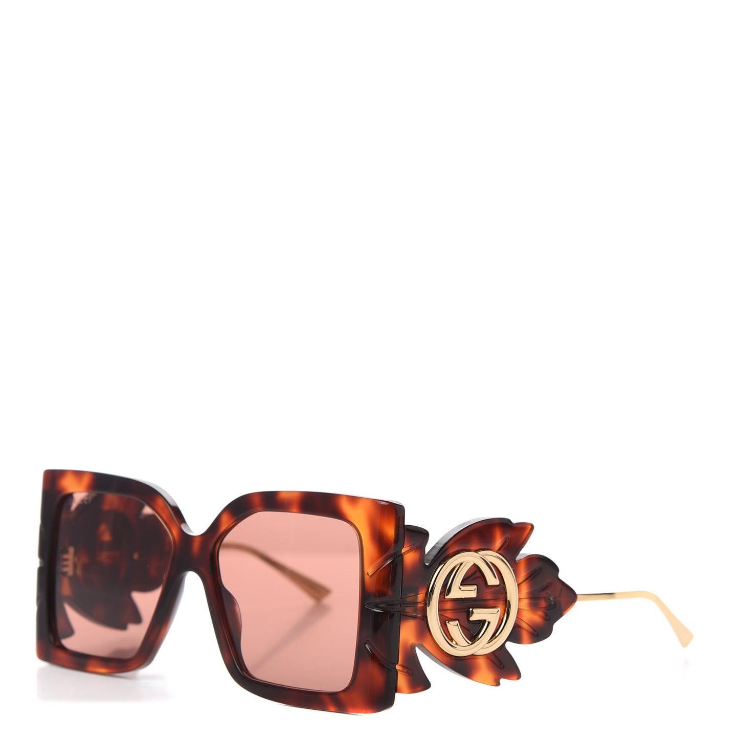 Acetate Square Frame Wing Sunglasses GG0535S Havana