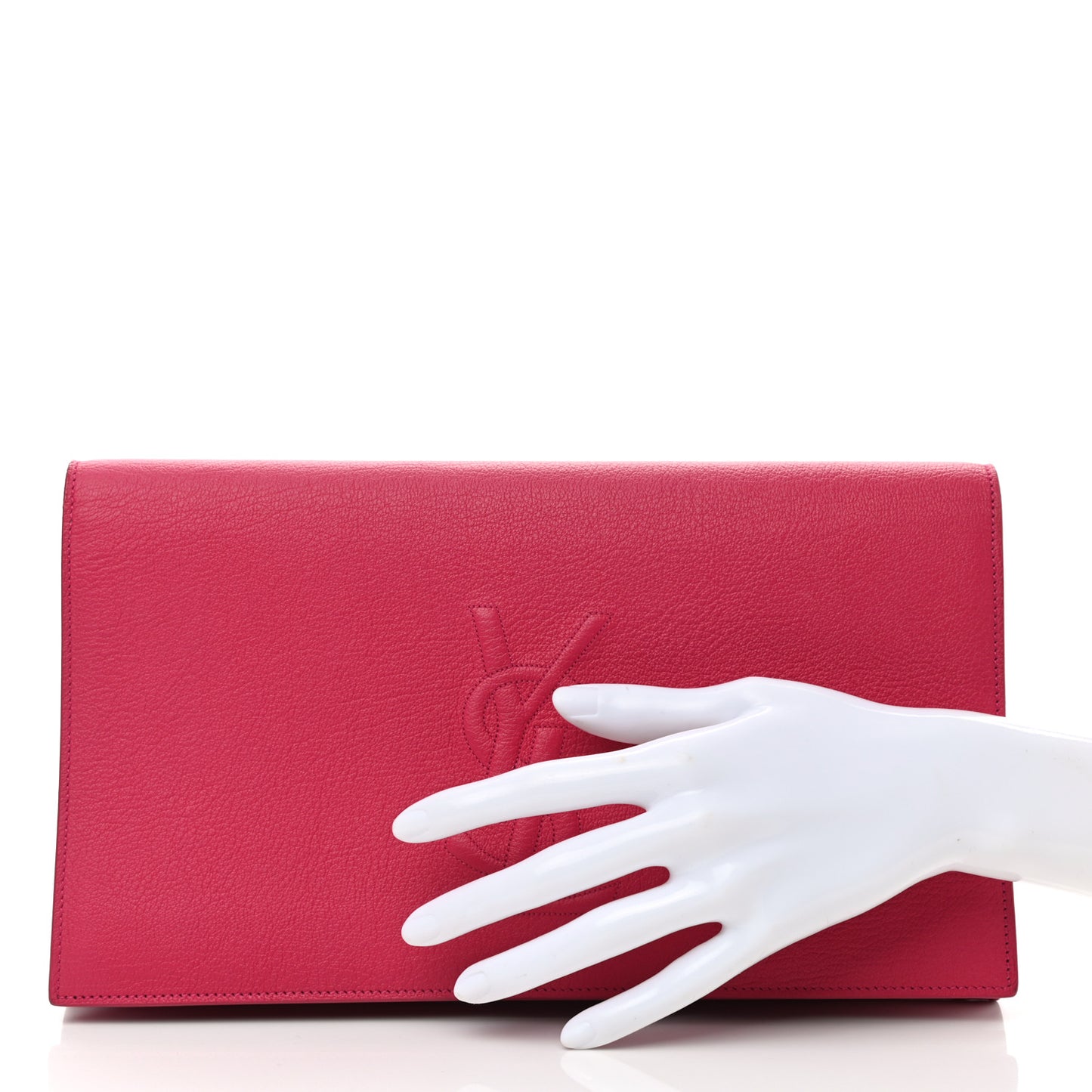 Calfskin Monogram Large Belle De Jour Clutch Lipstick Fuchsia