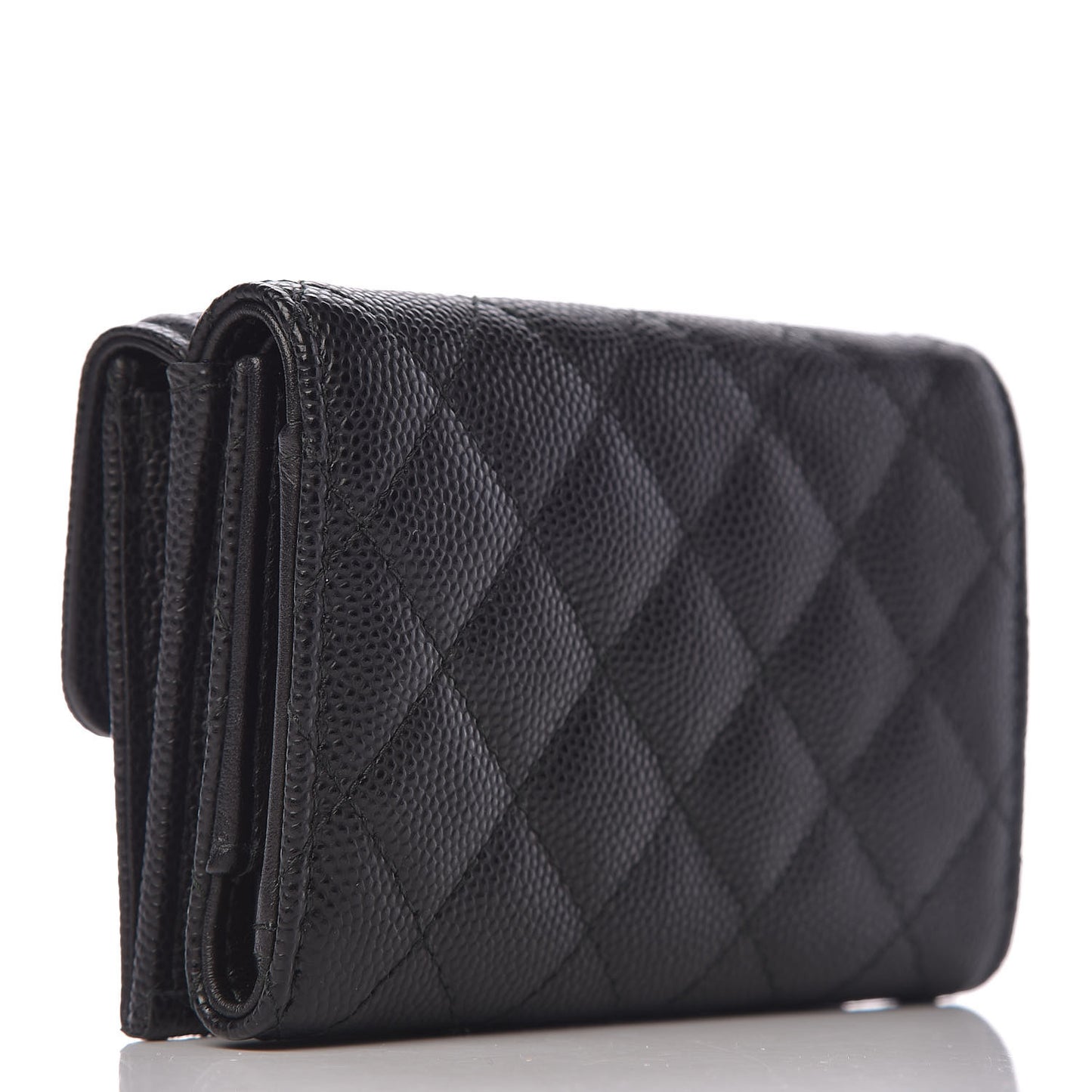 Caviar Quilted Small Boy Flap Wallet Black