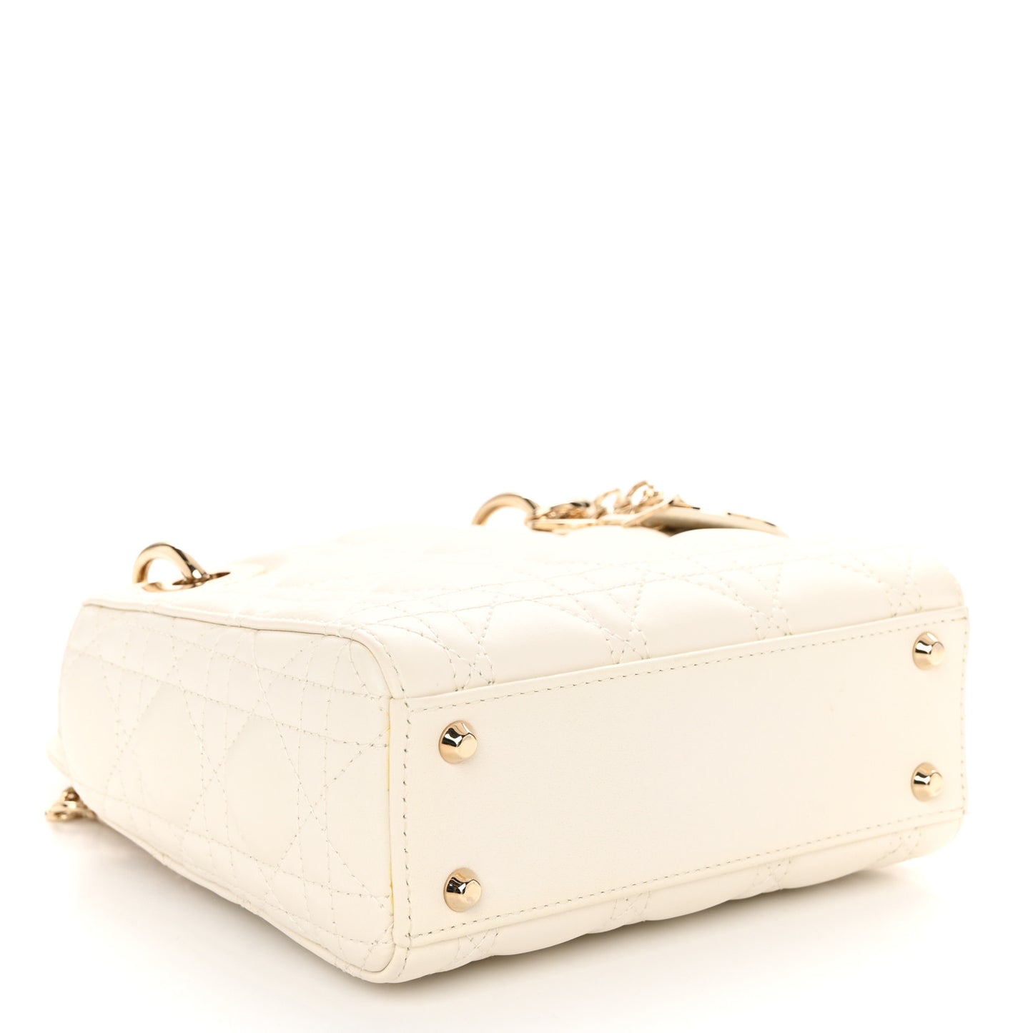 Lambskin Cannage Mini Lady Dior Off White