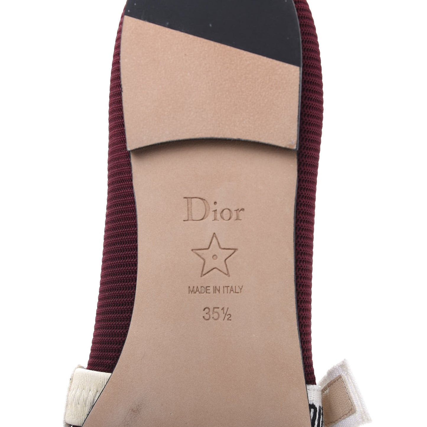 Fabric Ribbon Embroidered J'Adior Ballet Flats 35.5 Rouge Black