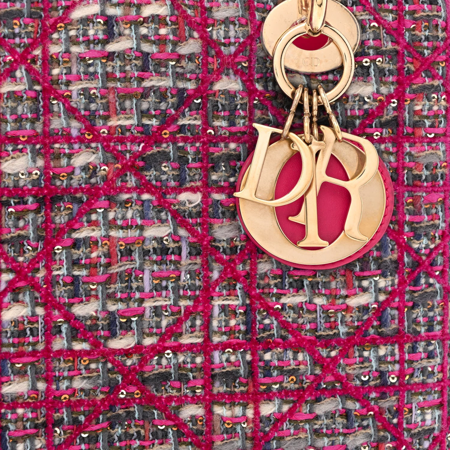 Christian Dior Tweed Medium Lady Dior Pink Multicolor 8 of 12