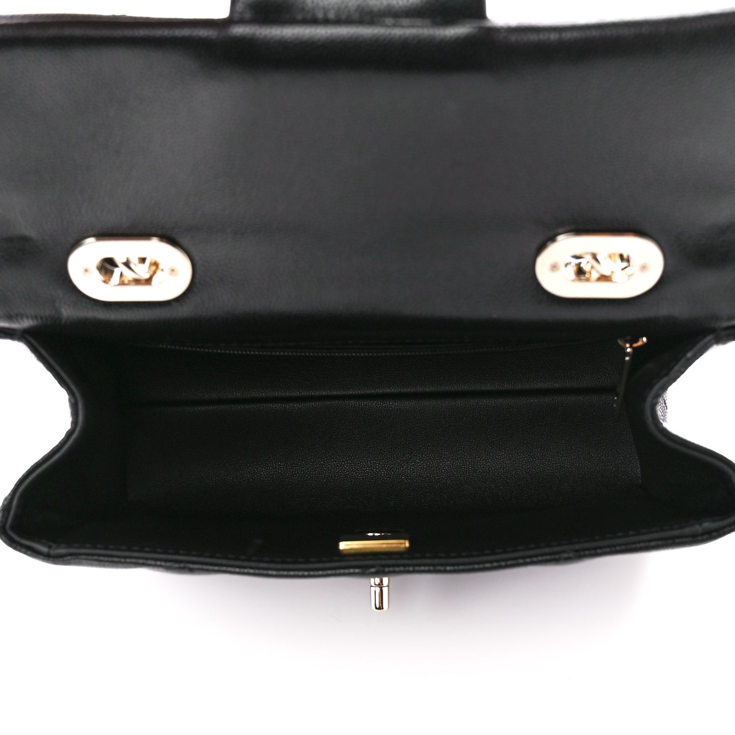 Caviar Quilted Mini Retro Twist Top Handle Flap Black