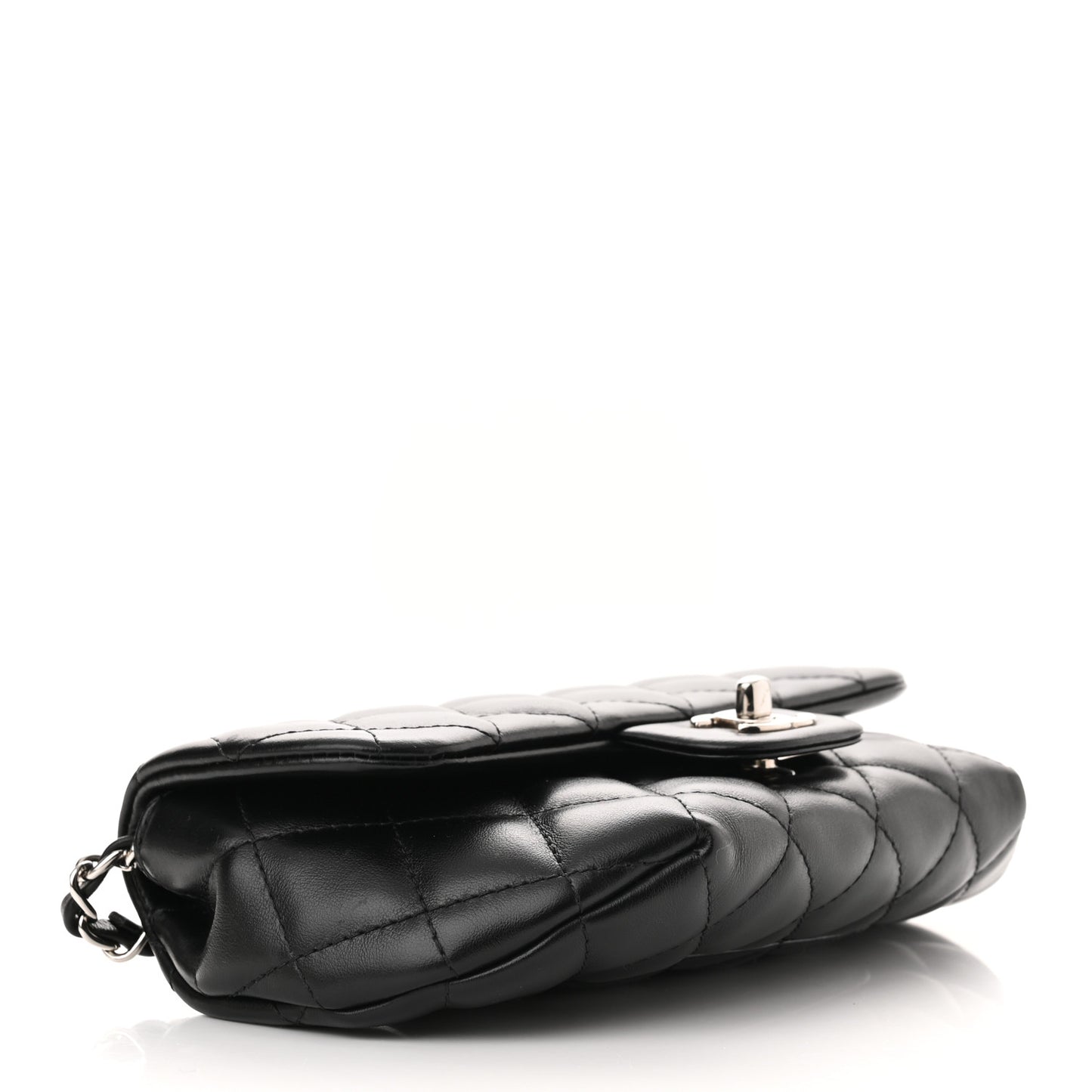 Calfskin Quilted CC Uniform Flap Belt Bag Black