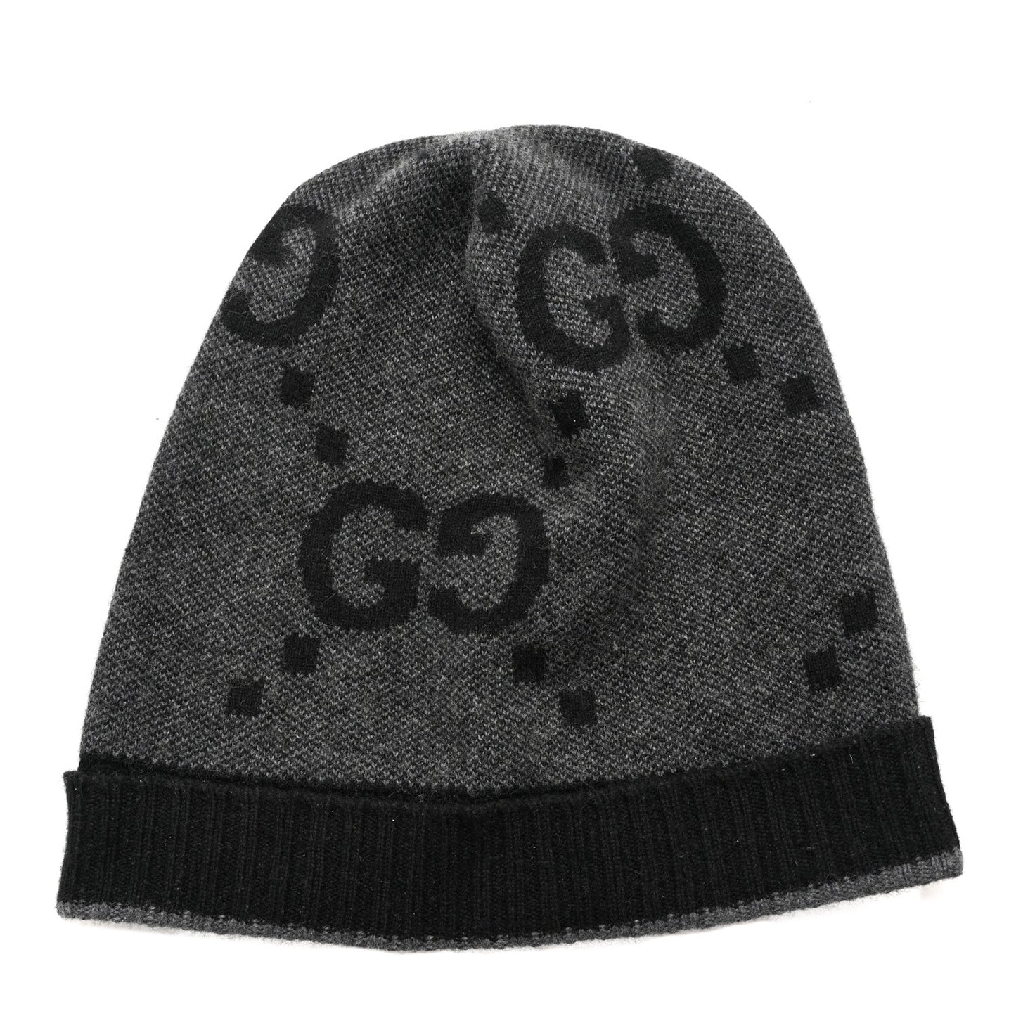 Cashmere GG Monogram Beanie Hat M Grey Black