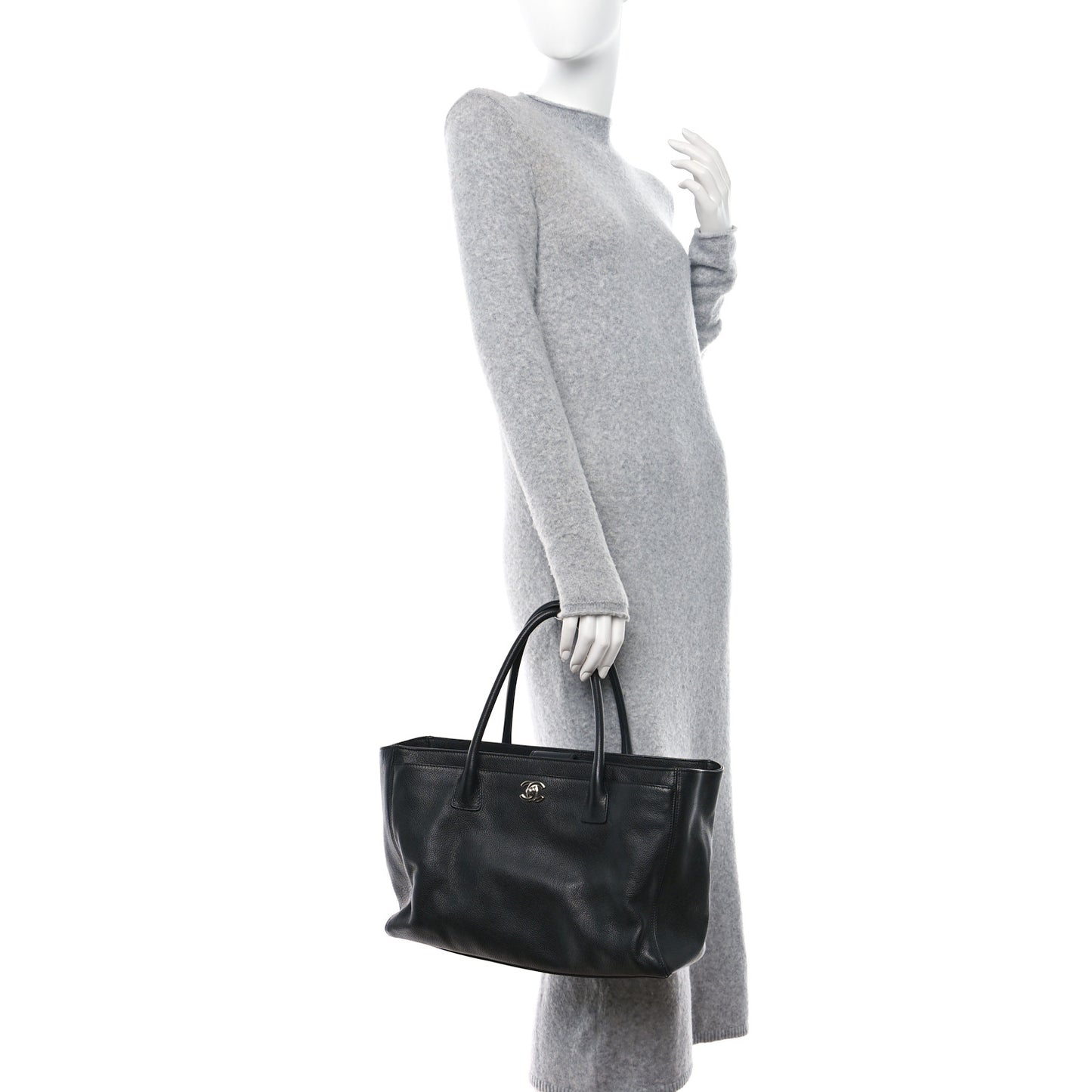 Calfskin Cerf Executive Shopper Tote Black
