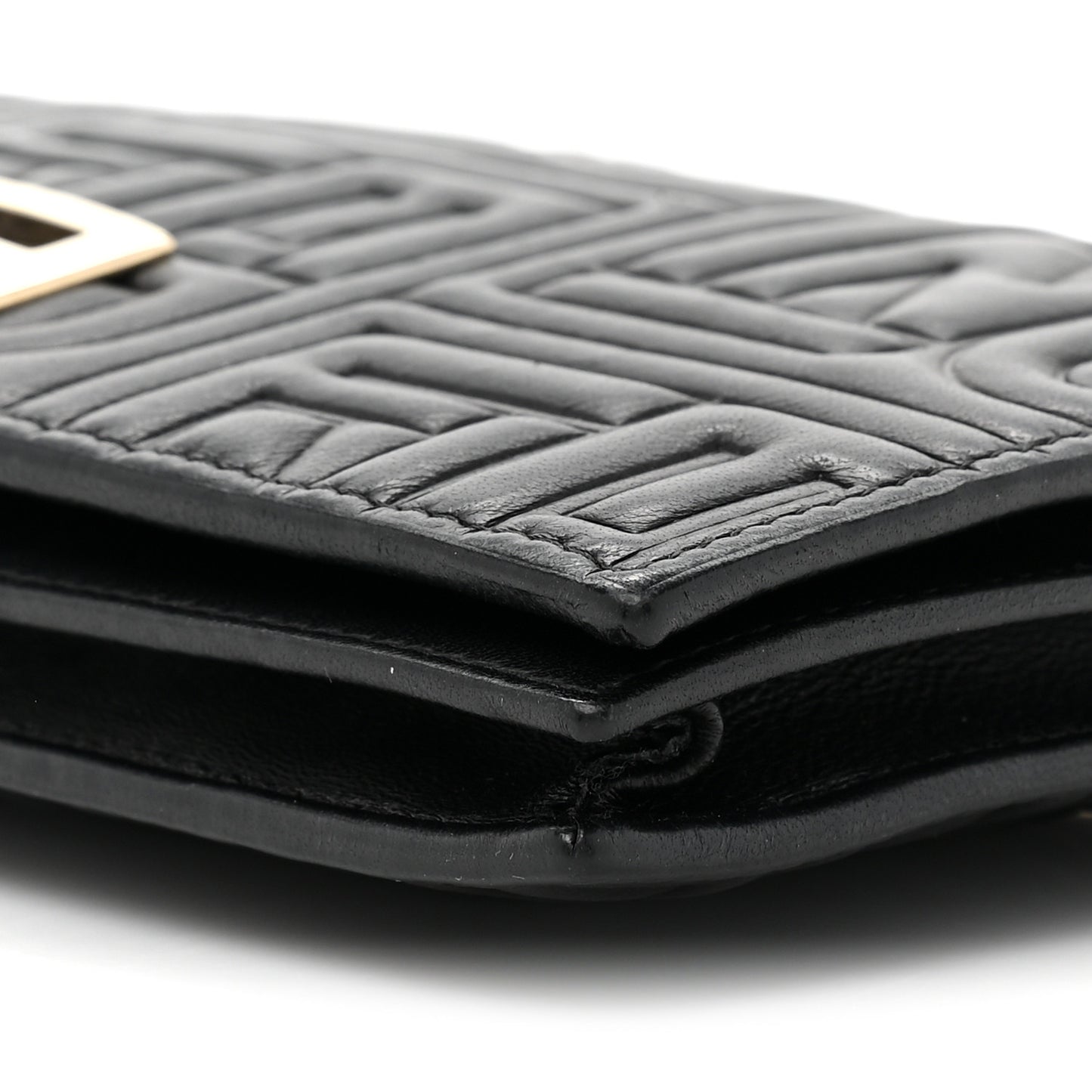 Nappa Logo Embossed Long Wallet On Chain Black