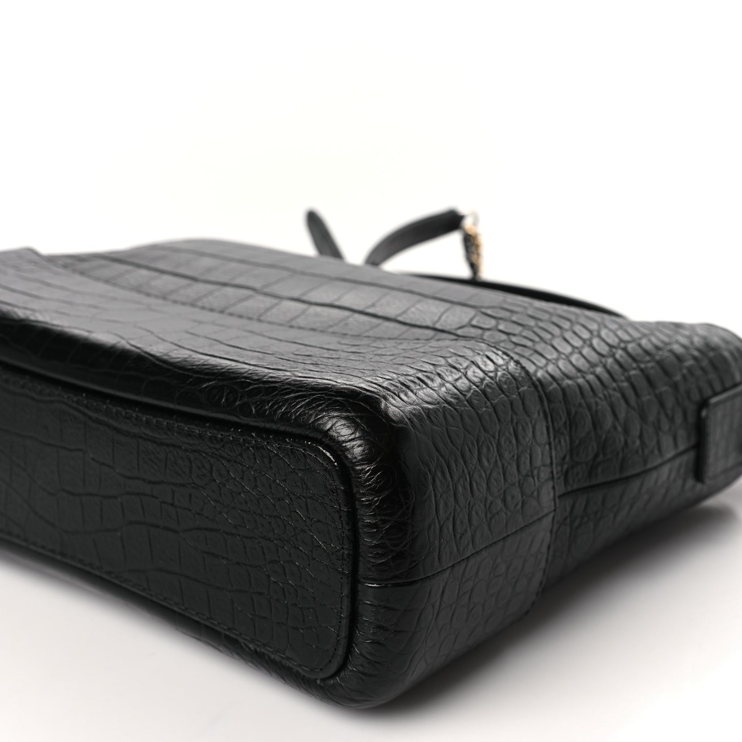 Crocodile Embossed Calfskin Medium Gabrielle Cocodile Hobo Black