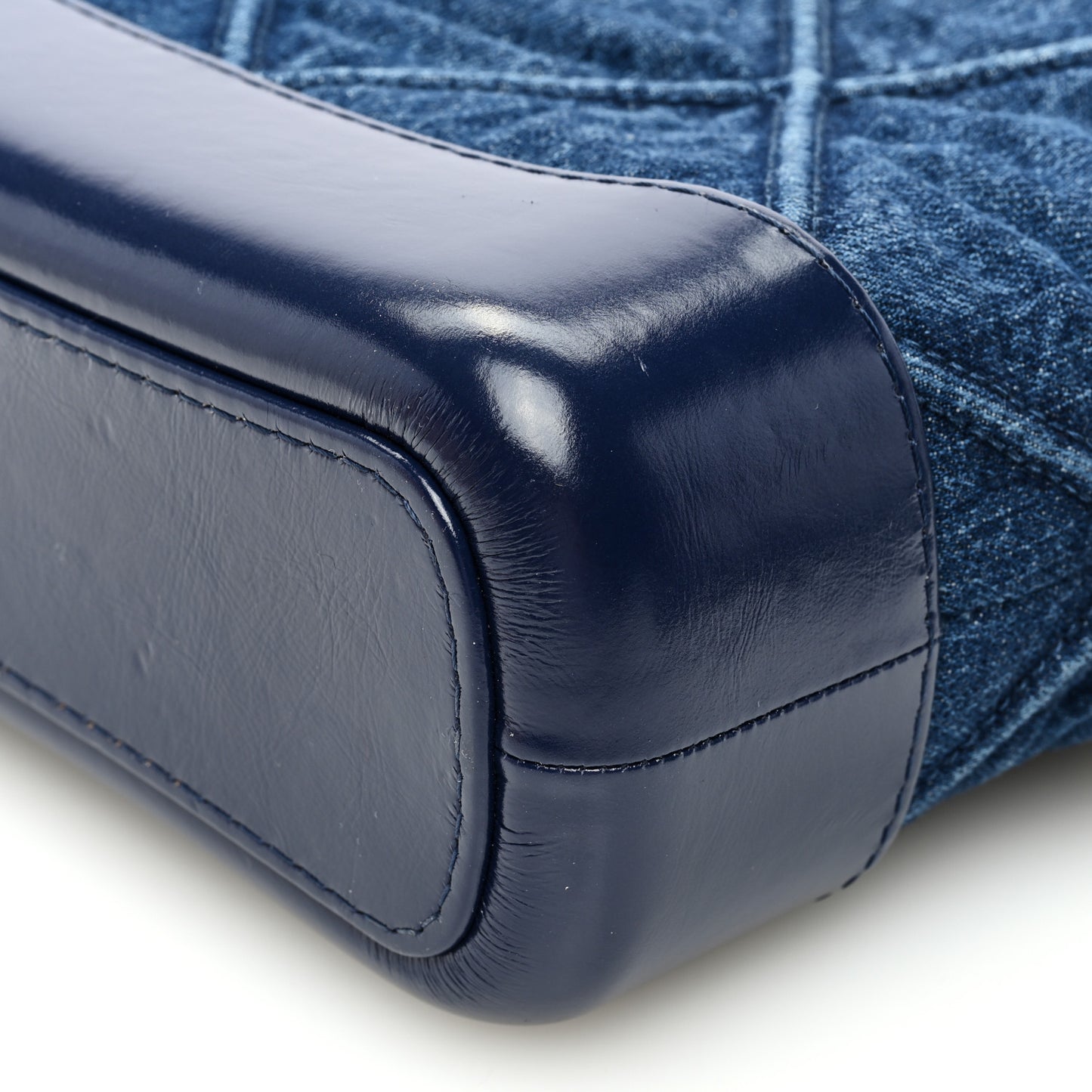 Denim Calfskin Quilted Small Gabrielle Logo Hobo Blue