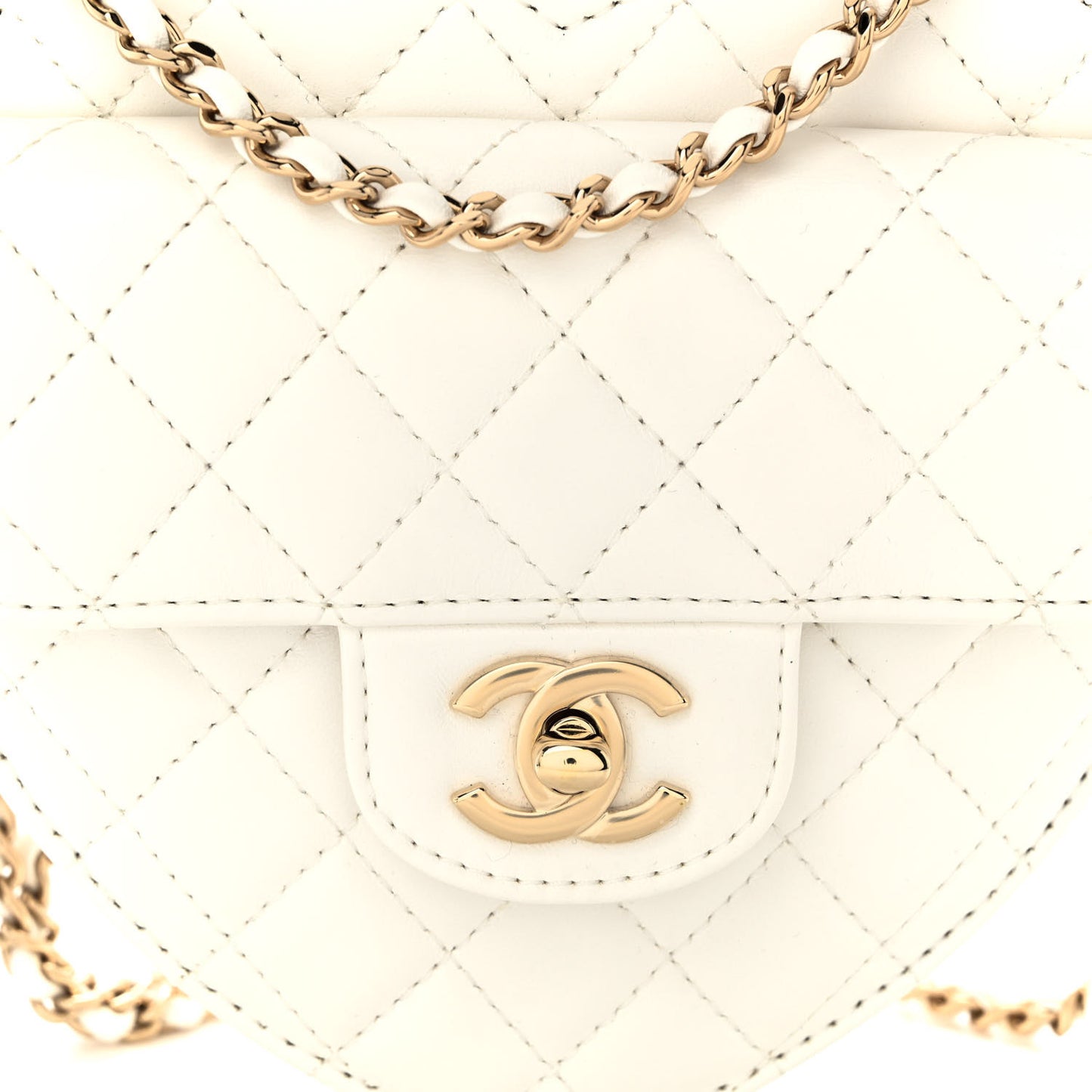 Lambskin Quilted CC In Love Heart Bag White