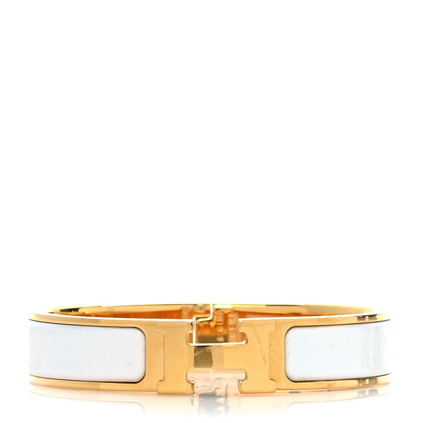 Enamel Narrow Clic Clac H Bracelet PM White