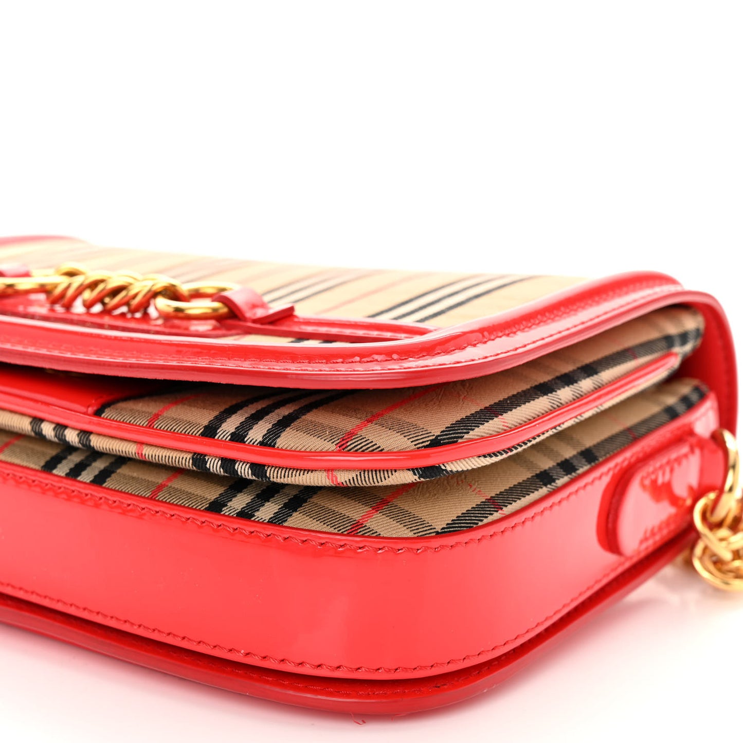 Patent 1983 Knight Check Link Shoulder Bag Bright Red
