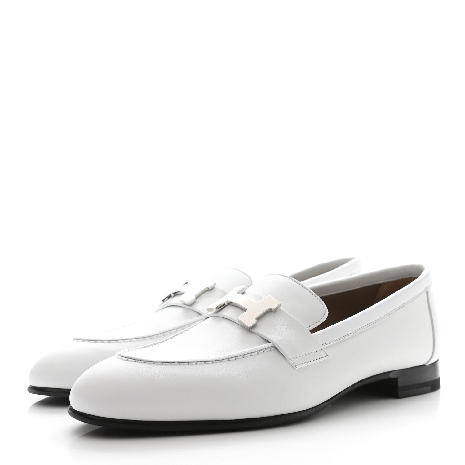 Hermes Calfskin Womens Paris Loafers 36.5 White 3 of 9