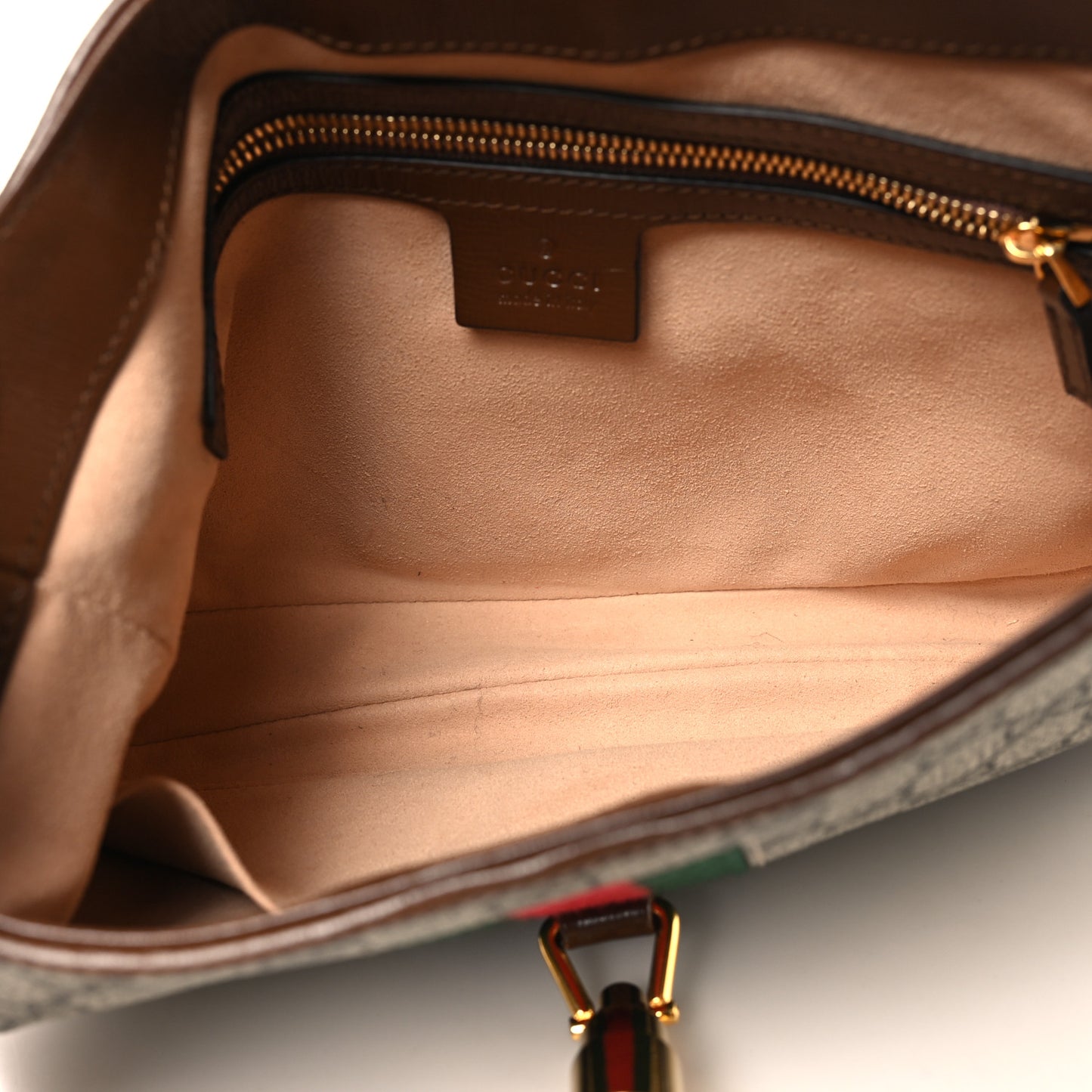 GG Supreme Monogram Azalea Calfskin Web Small Jackie 1961 Hobo Beige Ebony Brown Sugar