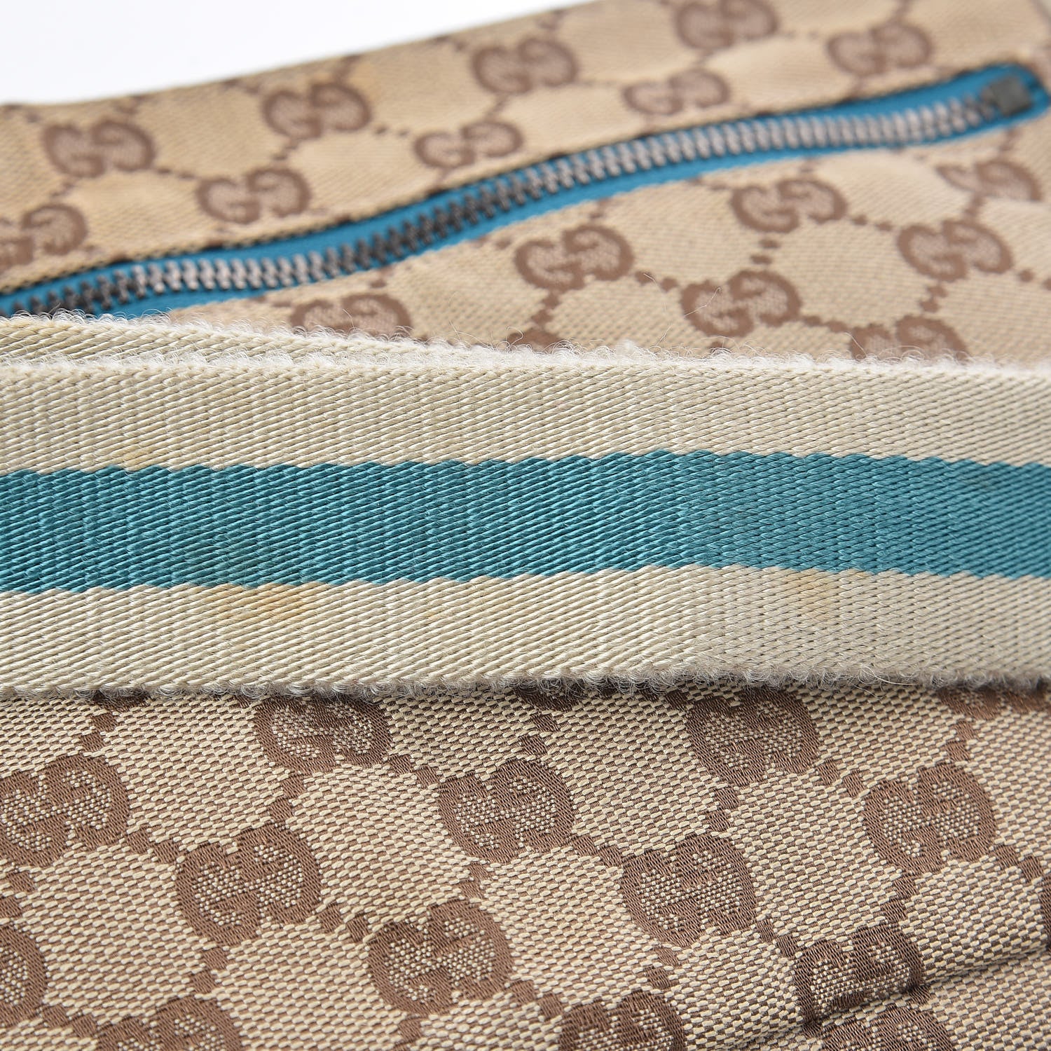 Gucci GG Monogram Web Double Pocket Belt Bag Turquoise 16 of 17