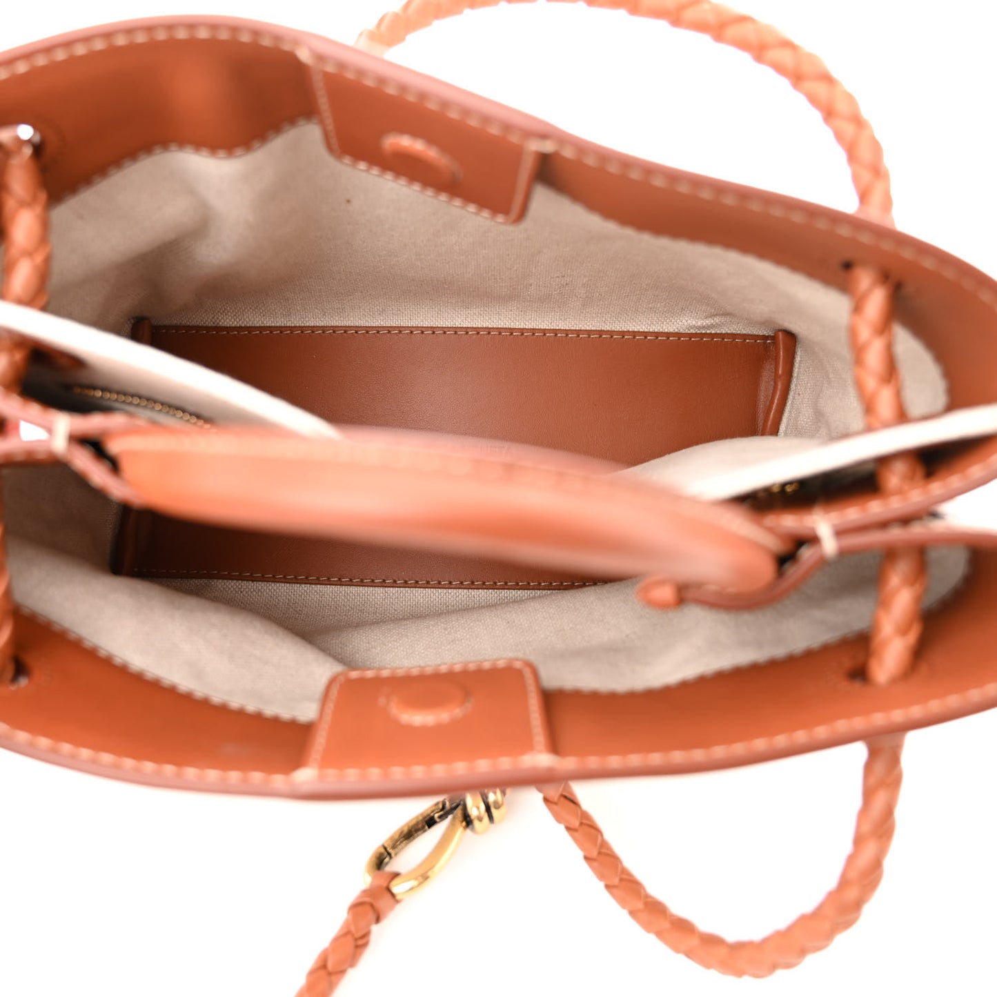 Washed Canvas Calfskin Small Andiamo Shoulder Bag Natural Light Wood