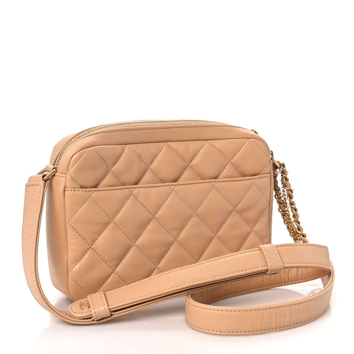 Chanel Calfskin Quilted Small Camera Case Beige 3 of 9