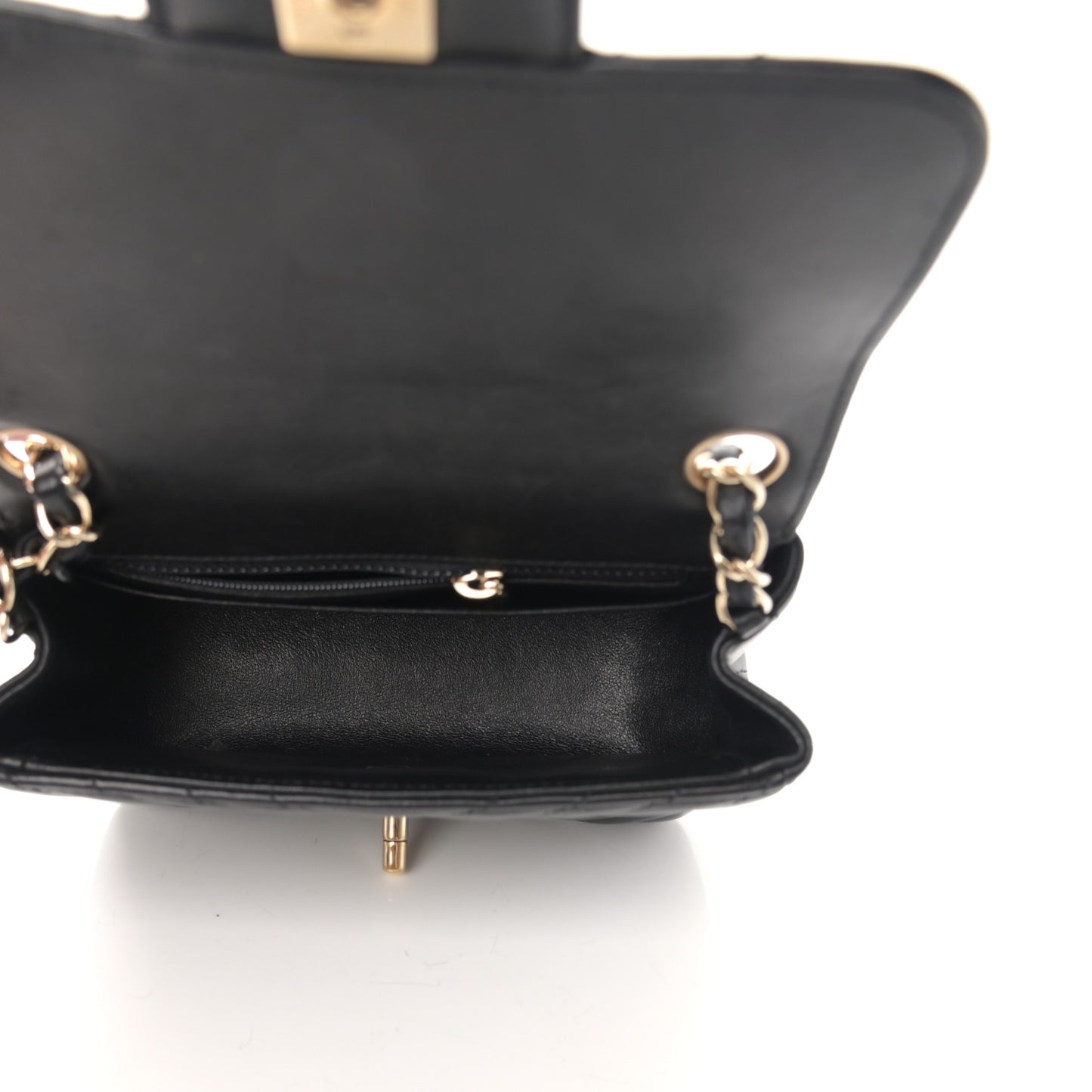 Lambskin Chevron Quilted Mini Square Flap Black