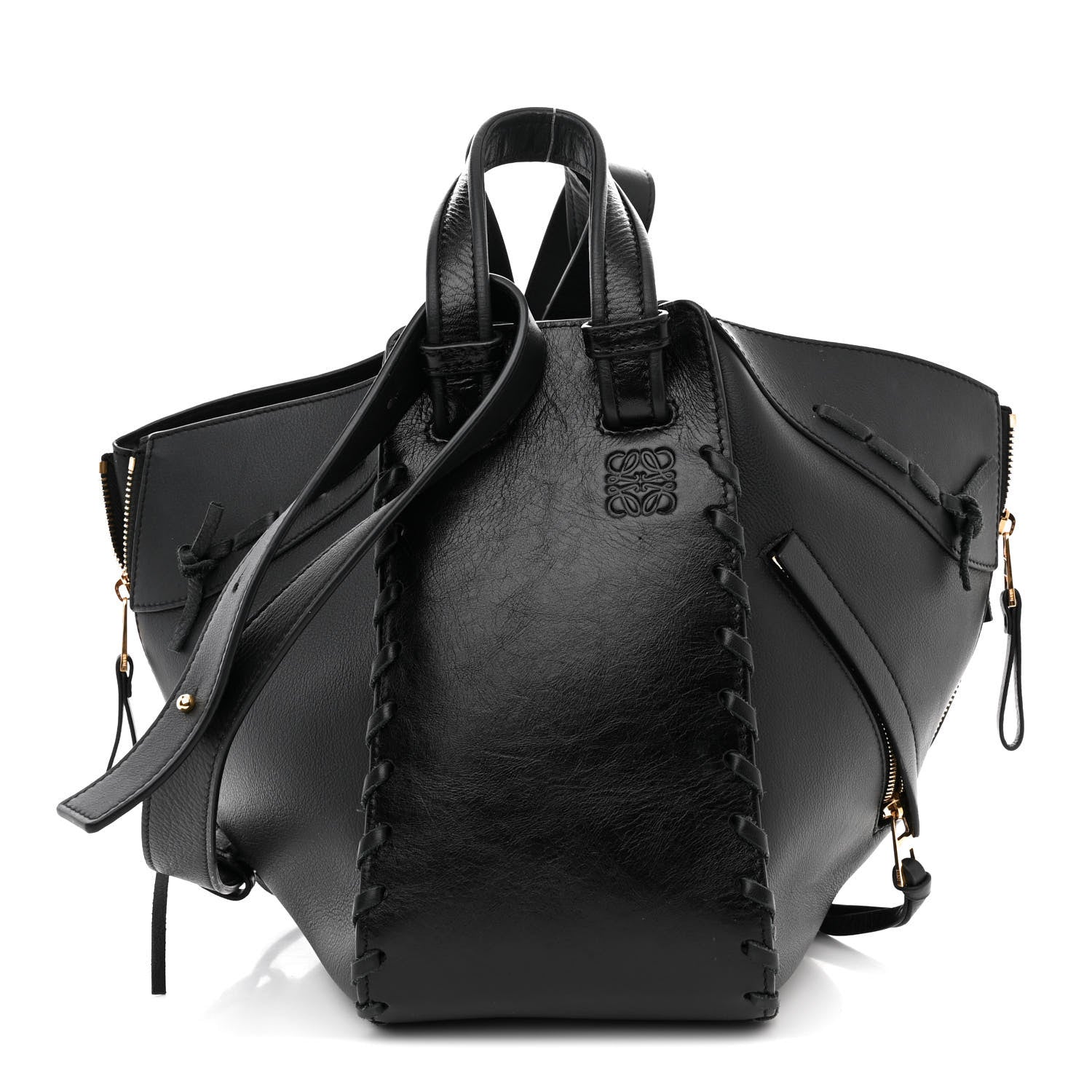 Loewe Calfskin Small Whipstitch Hammock Shoulder Bag Black 1454426