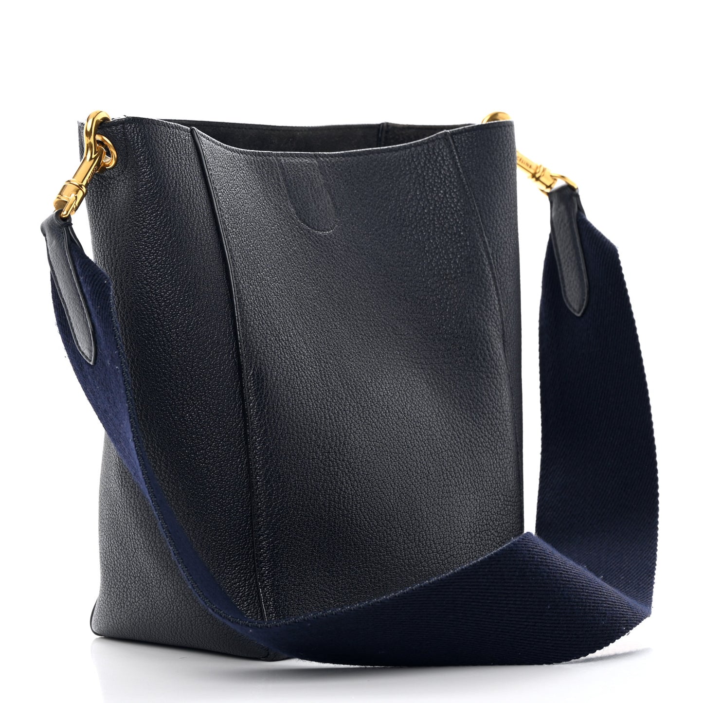 Soft Grained Calfskin Small Sangle Bucket Bag Navy