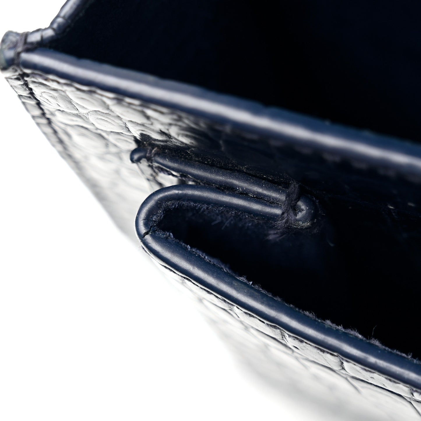 Calfskin Crocodile Embossed Medium Monogram Sunset Navy